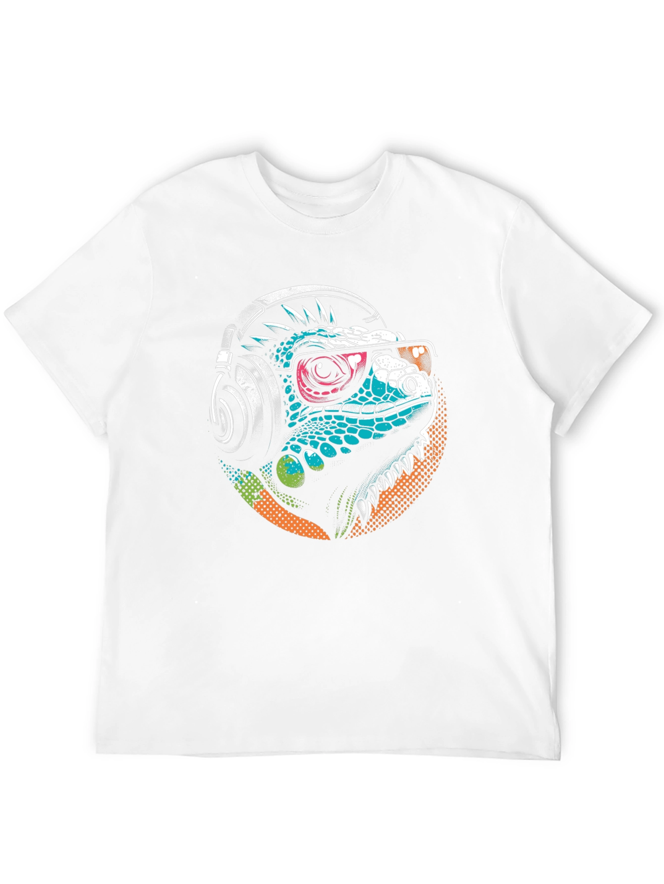 Cool Iguana Tee: Stylish Lizard with Headphones