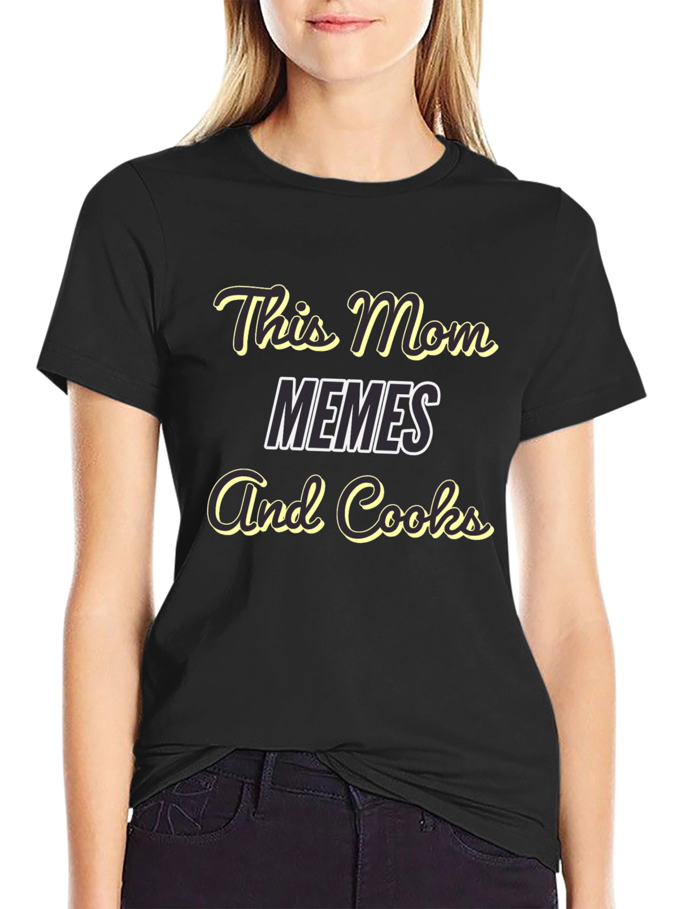 Funny Mom T-Shirt - This Mom Memes And Cooks!