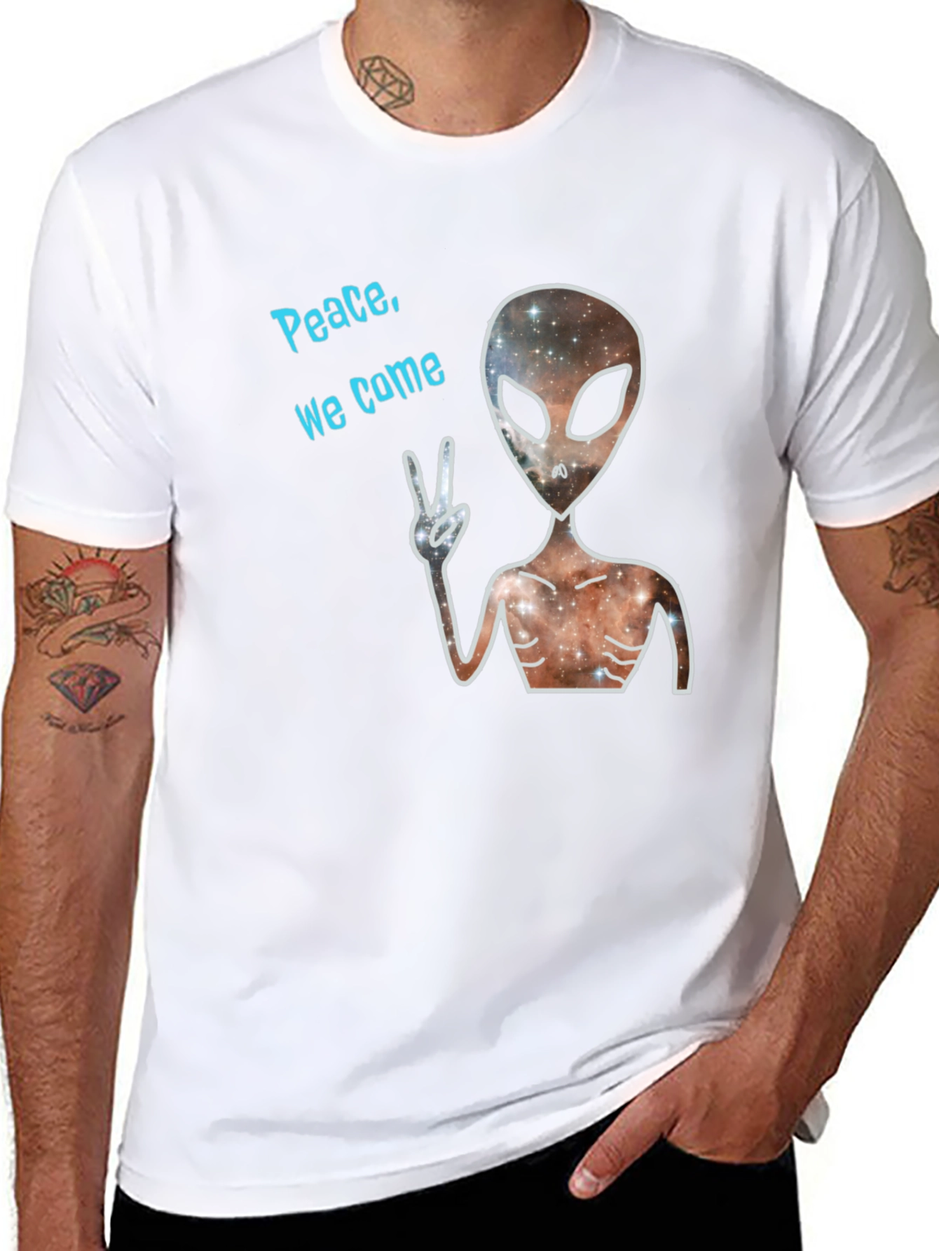 Peaceful Alien Graphic T-Shirt