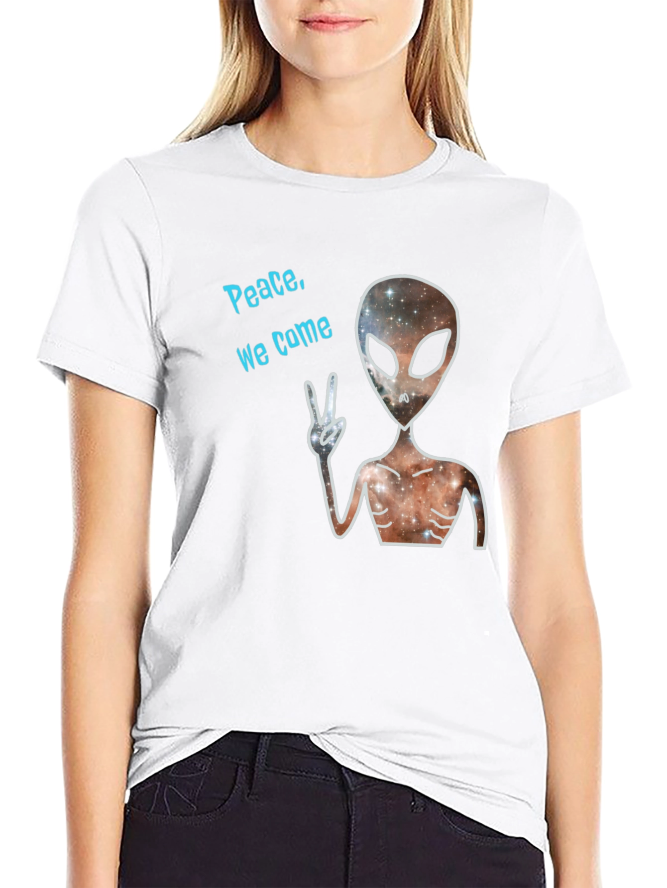 Peaceful Alien Graphic T-Shirt