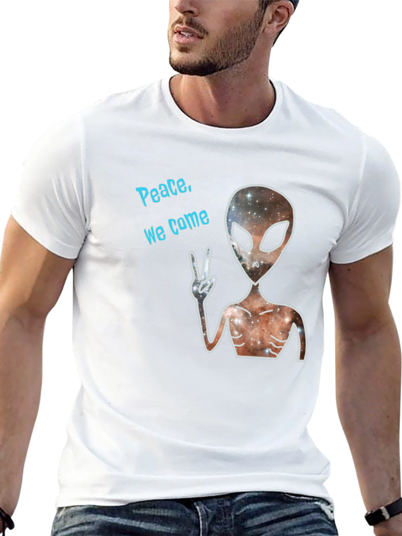 Peaceful Alien Graphic T-Shirt