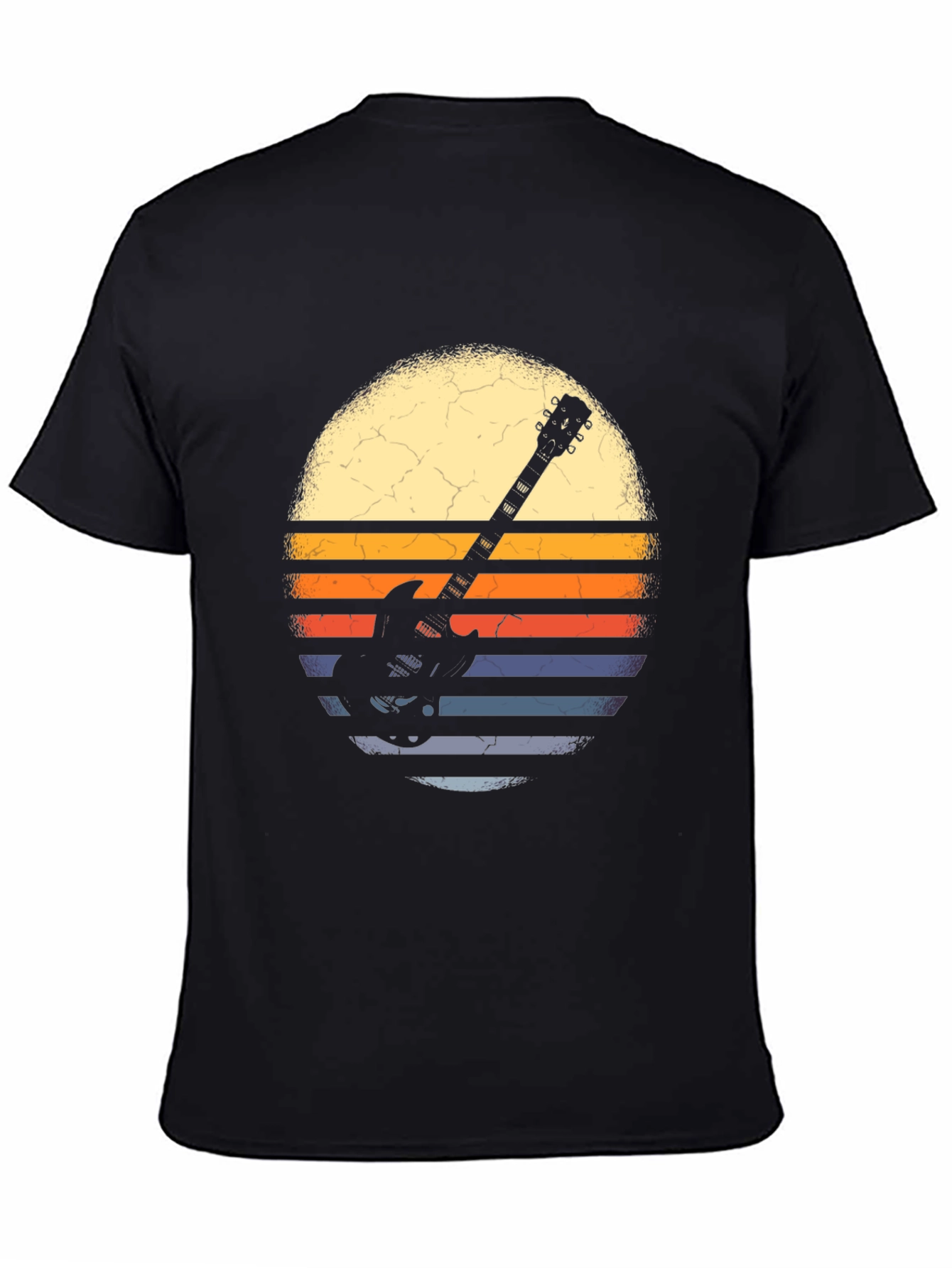 Retro Guitar Sunset Graphic Tee - Black