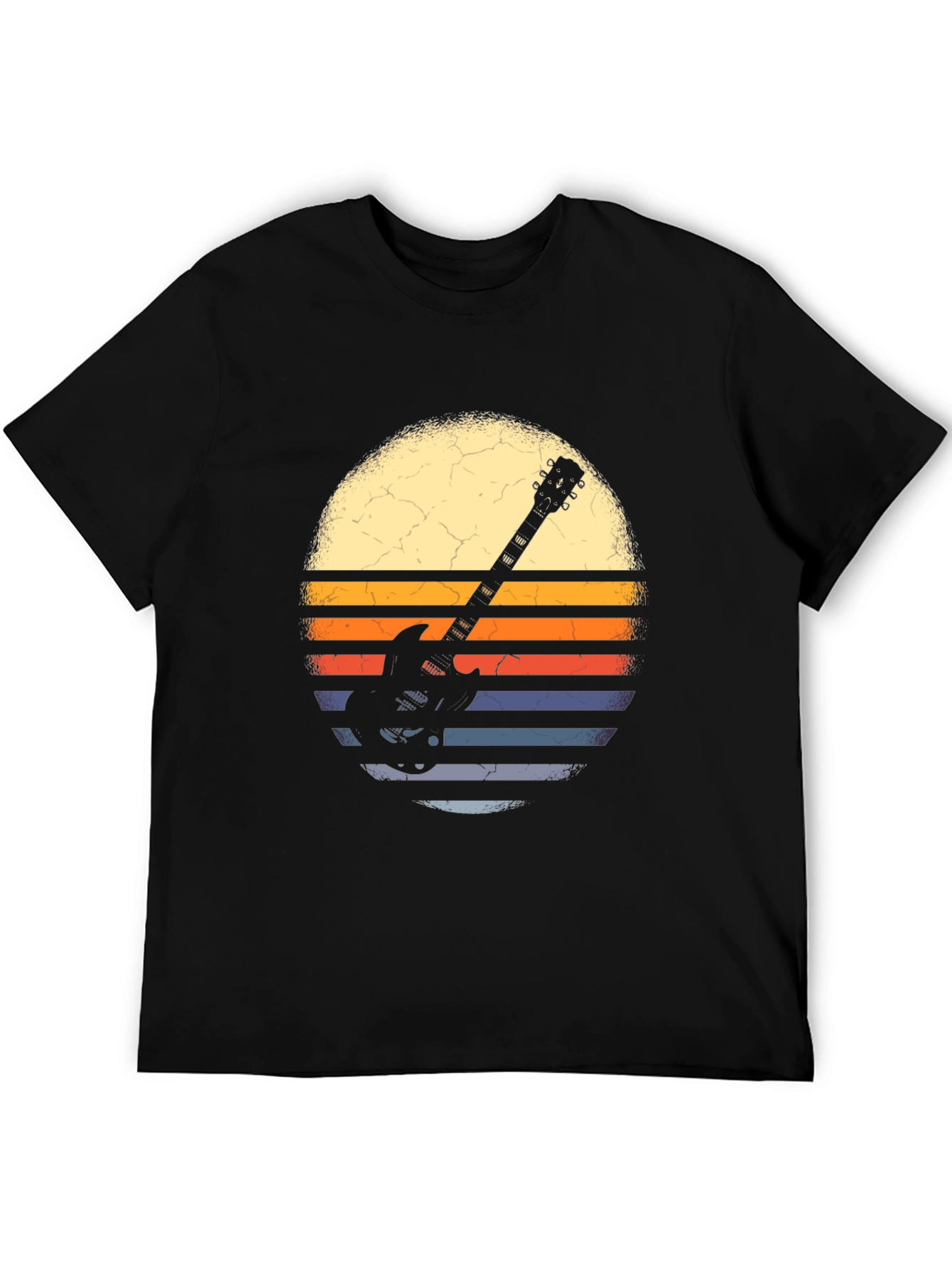 Retro Guitar Sunset Graphic Tee - Black