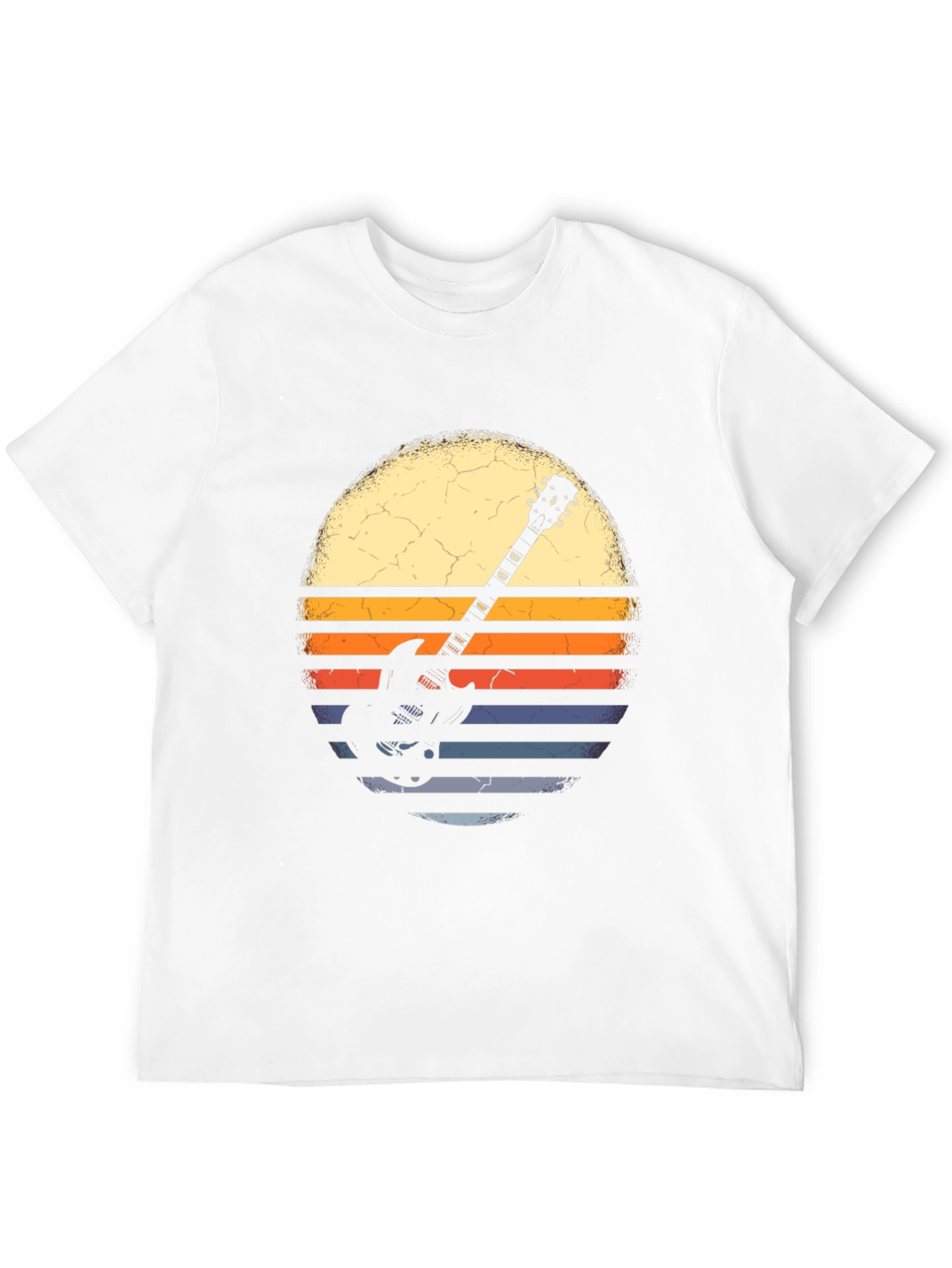 Retro Guitar Sunset Graphic Tee - Black