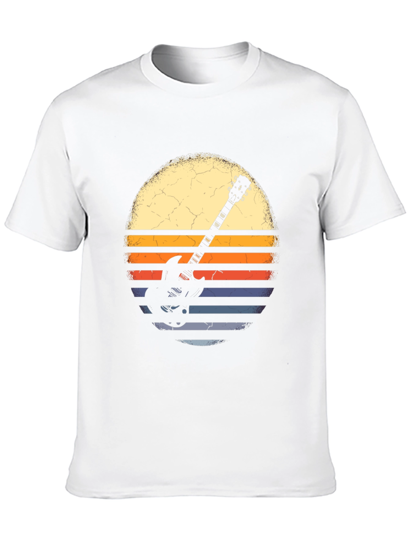 Retro Guitar Sunset Graphic Tee - Black
