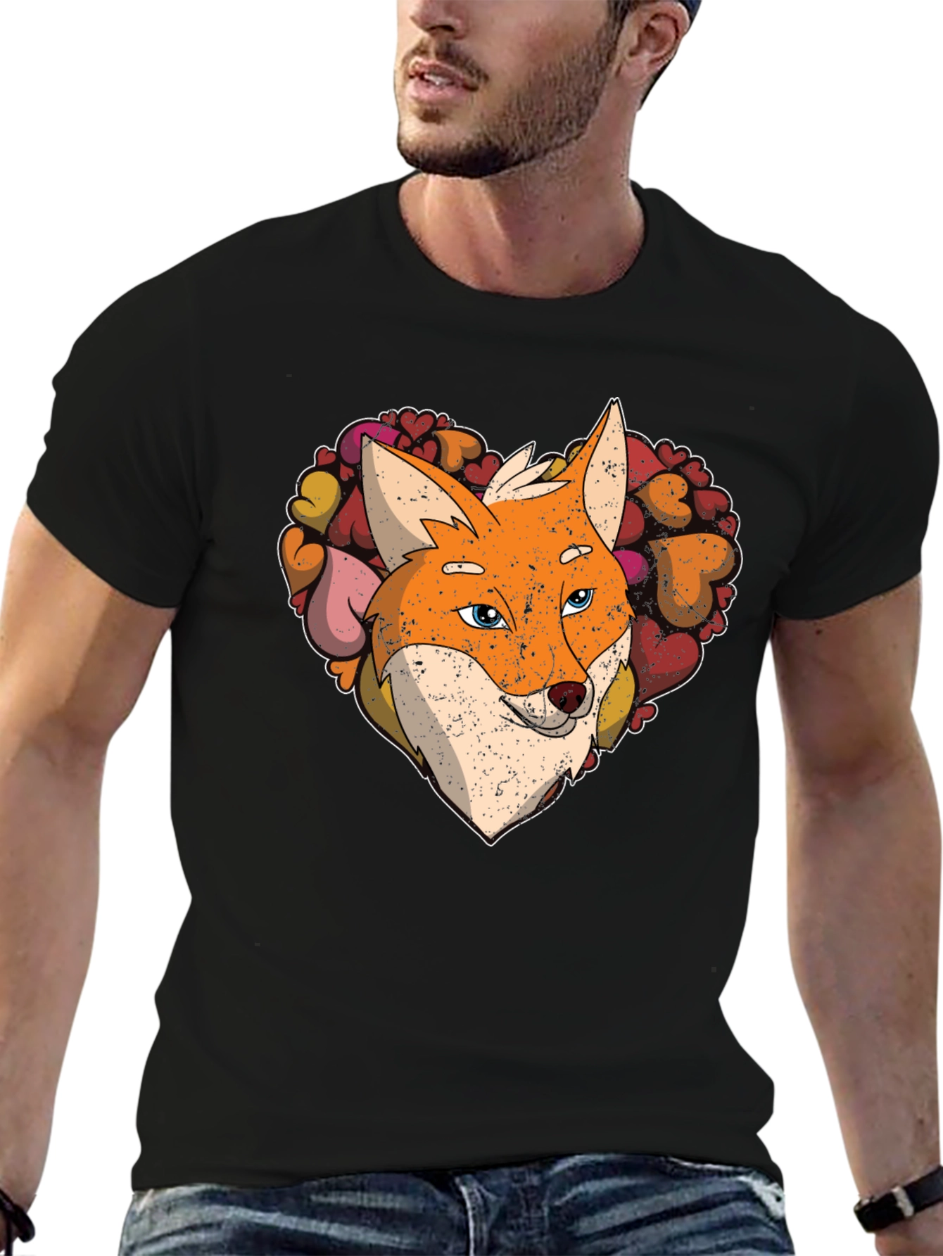 Fox Heart Graphic Tee - Stylish Animal Lover Shirt