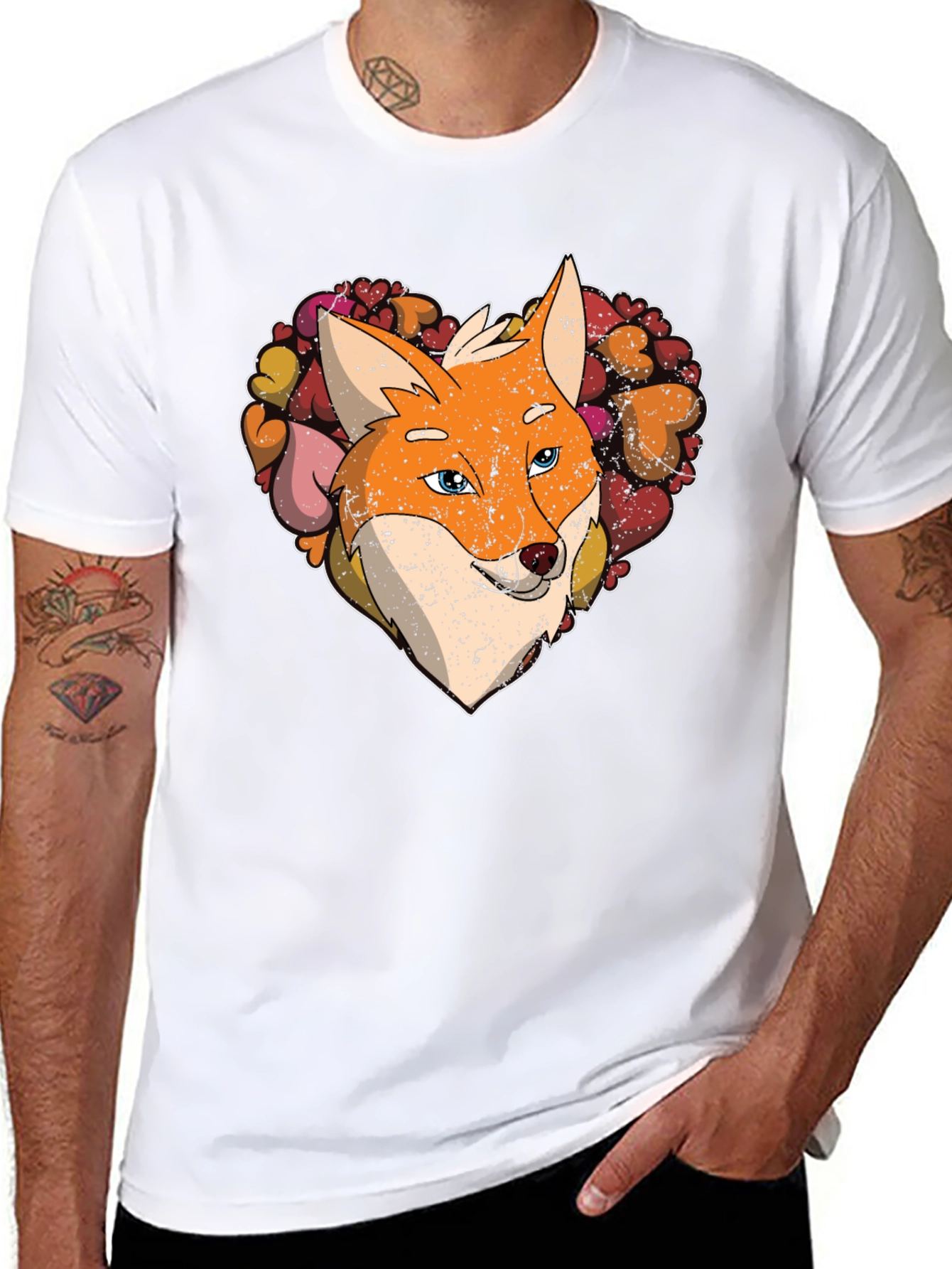 Fox Heart Graphic Tee - Stylish Animal Lover Shirt