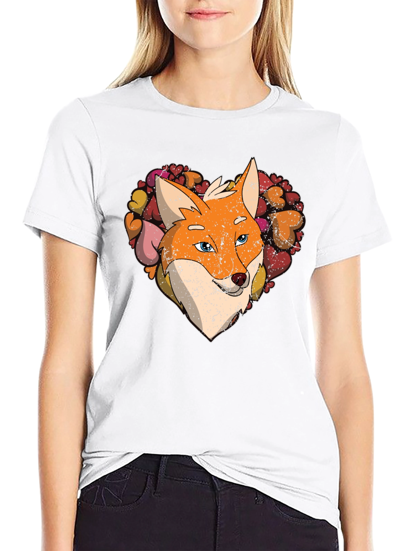 Fox Heart Graphic Tee - Stylish Animal Lover Shirt