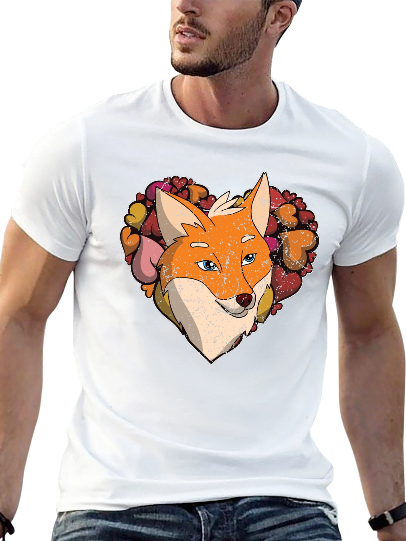 Fox Heart Graphic Tee - Stylish Animal Lover Shirt