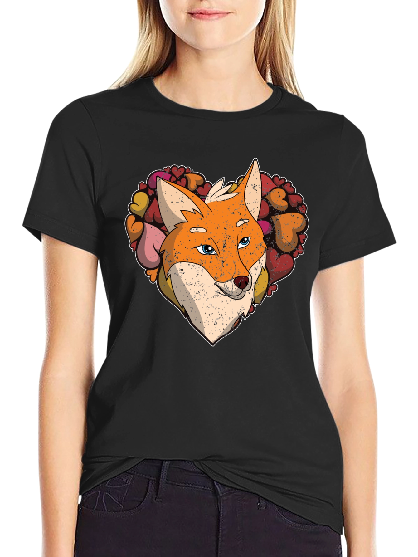 Fox Heart Graphic Tee - Stylish Animal Lover Shirt