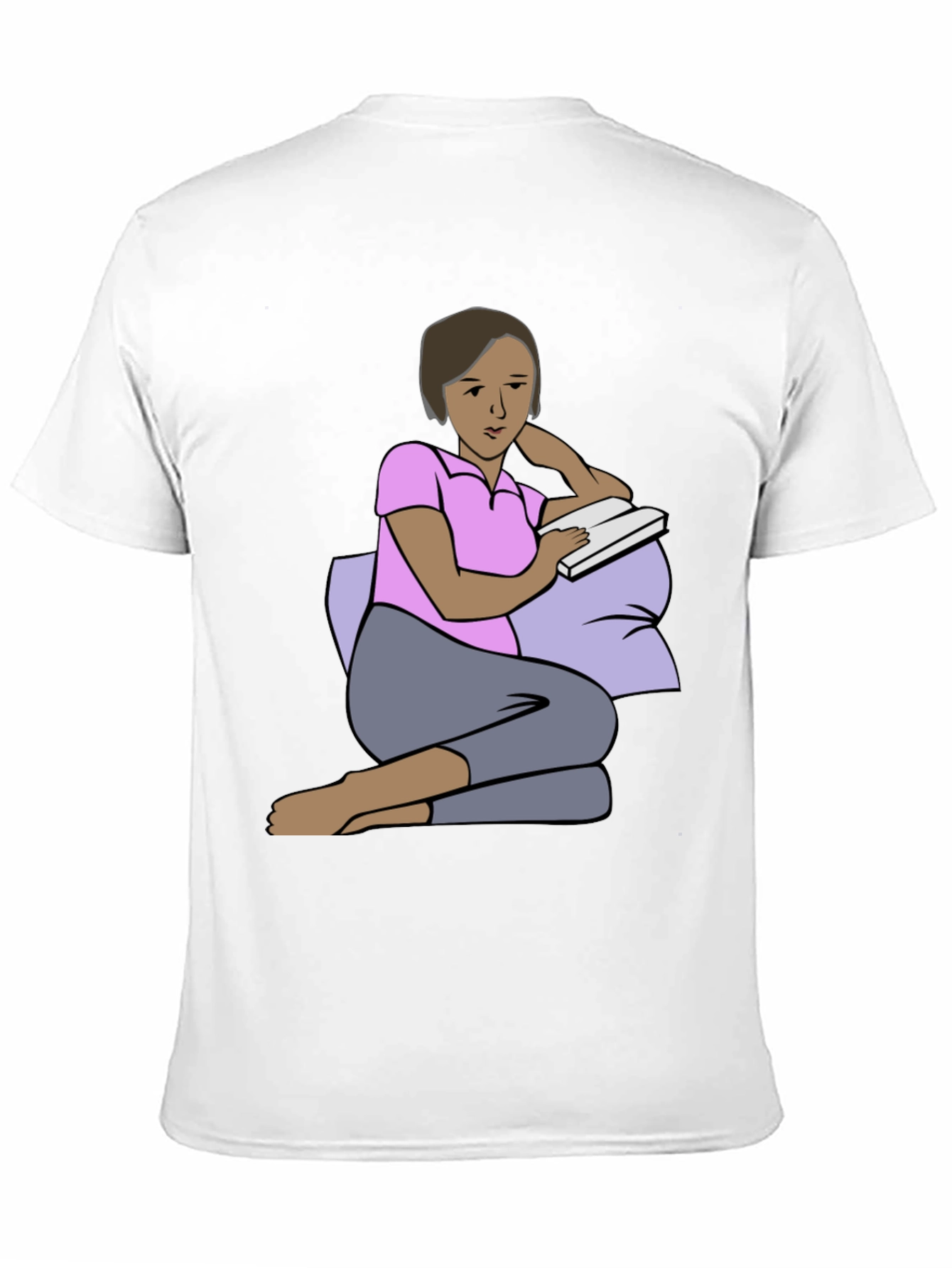 Reading Woman Graphic Tee - Soft Black Cotton