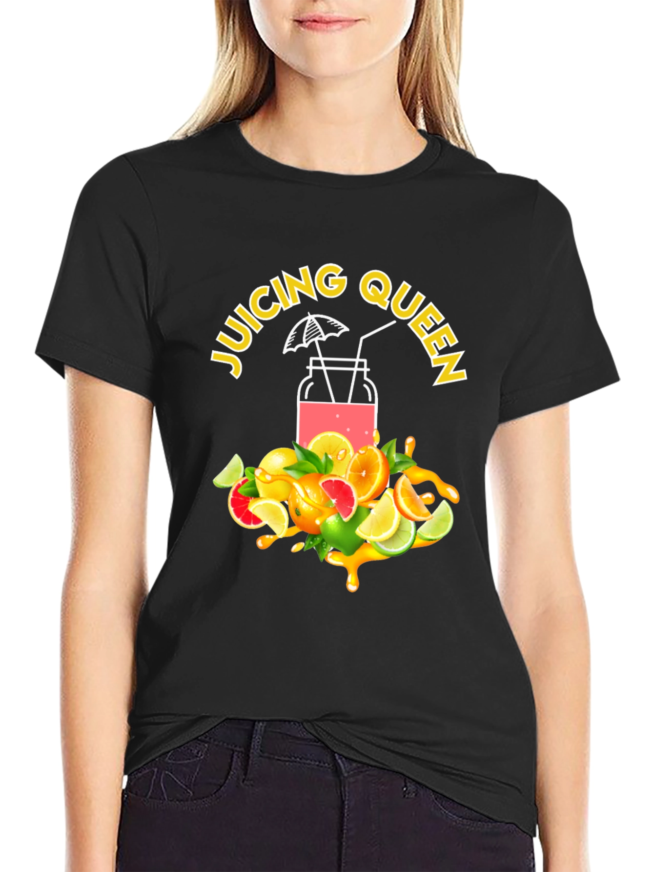 Juicing Queen Graphic Tee - Summer Fruit Design