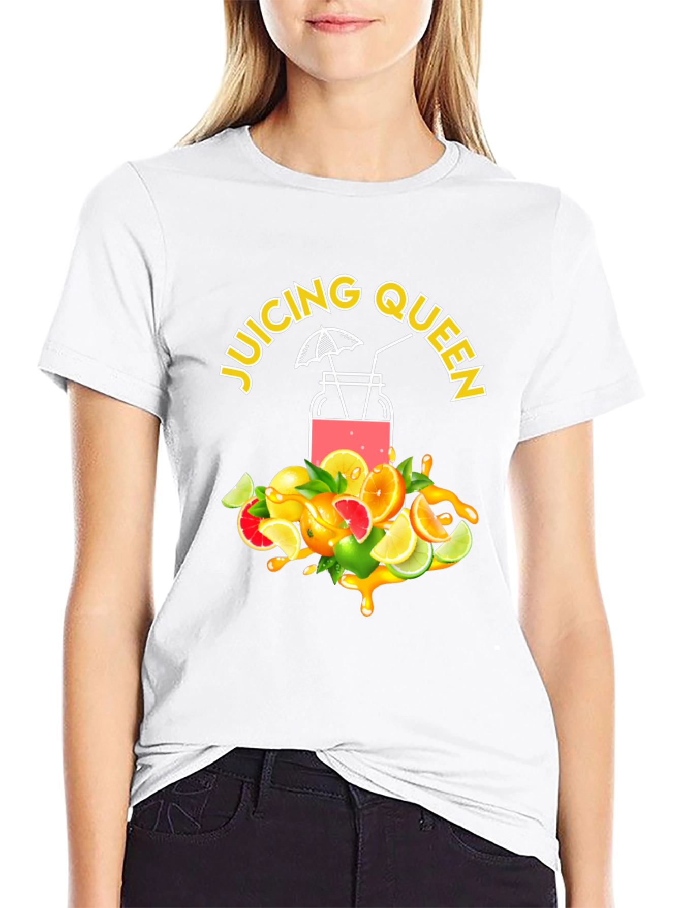 Juicing Queen Graphic Tee - Summer Fruit Design