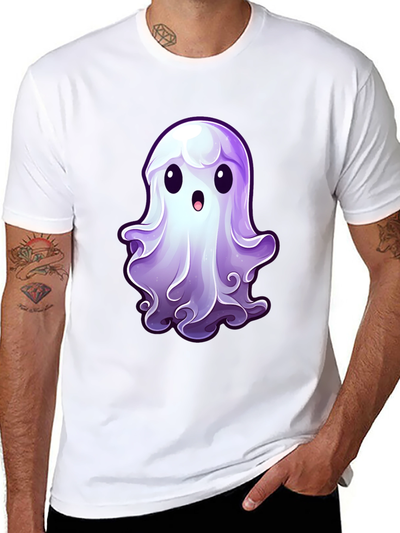 Cute Ghost Graphic T-Shirt - Spooky Season Apparel