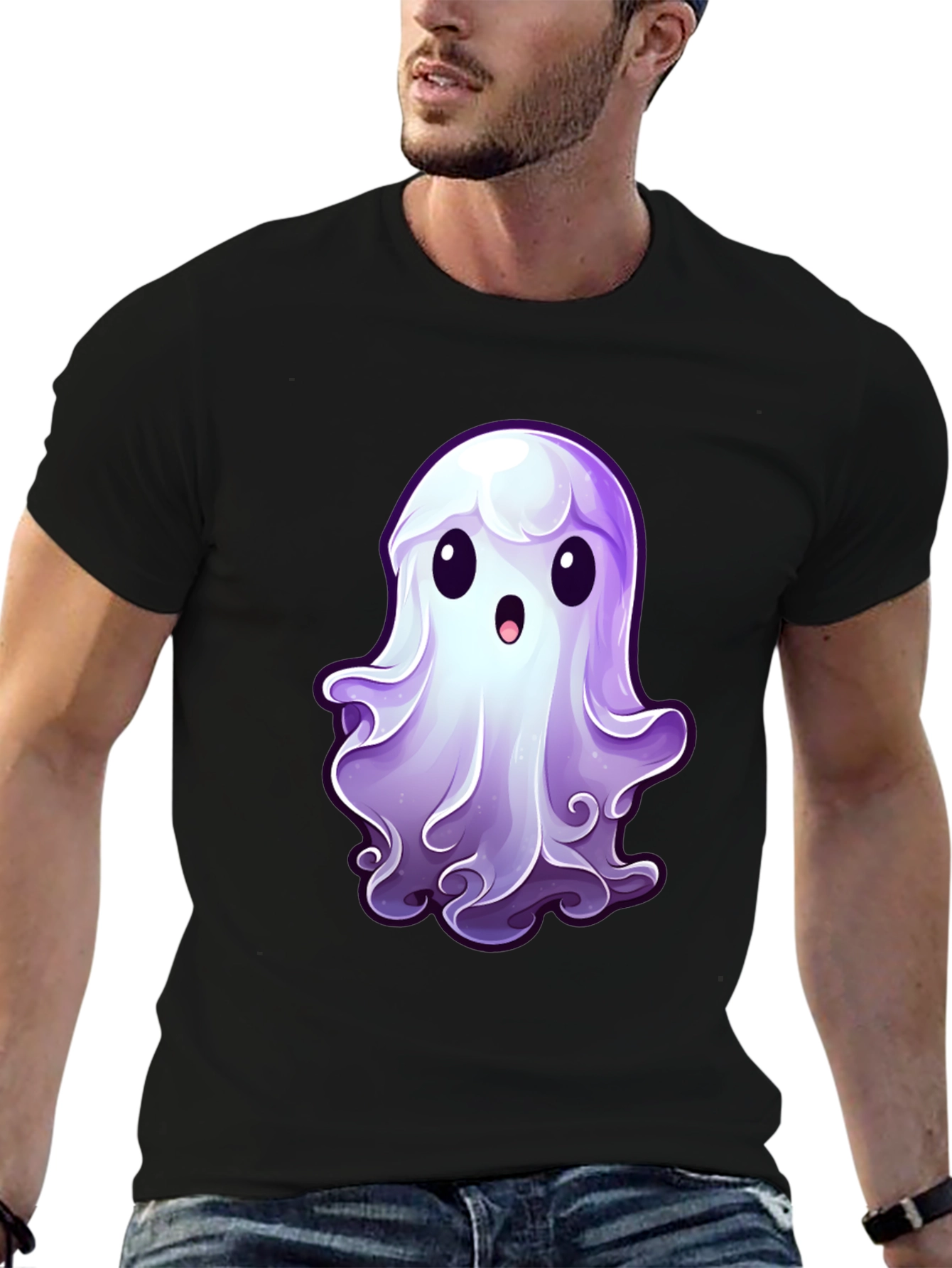 Cute Ghost Graphic T-Shirt - Spooky Season Apparel