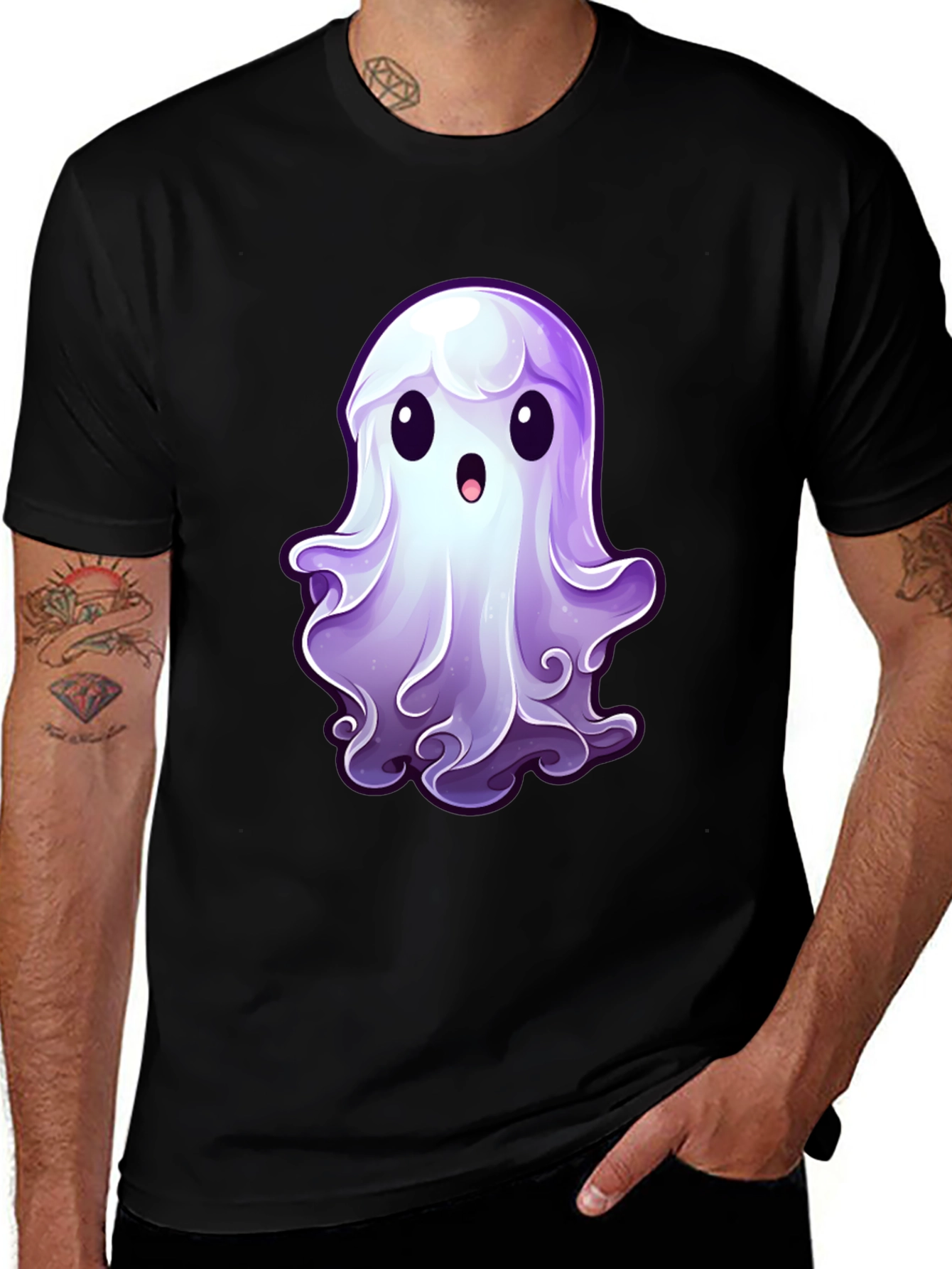 Cute Ghost Graphic T-Shirt - Spooky Season Apparel