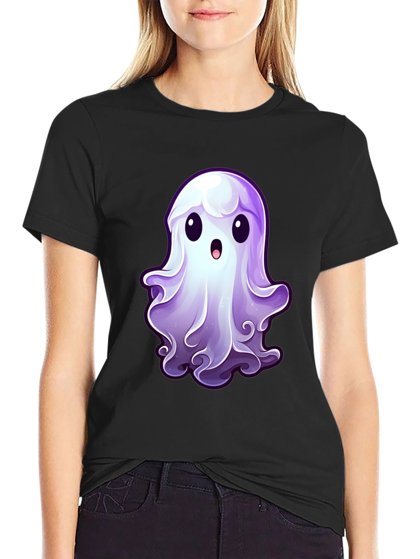 Cute Ghost Graphic T-Shirt - Spooky Season Apparel