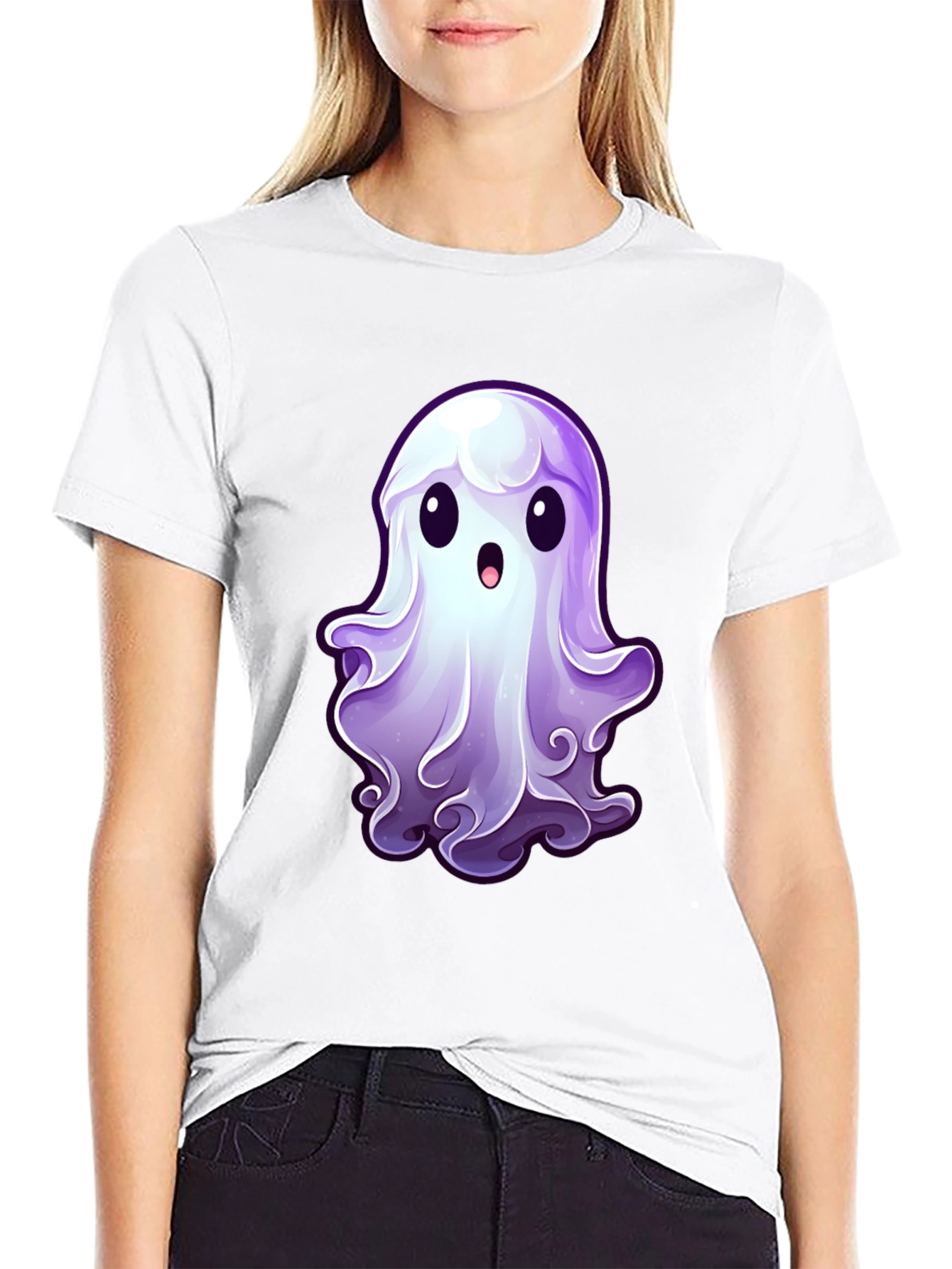 Cute Ghost Graphic T-Shirt - Spooky Season Apparel