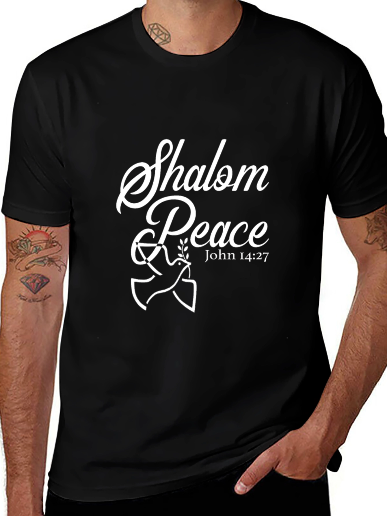Shalom Peace Dove Graphic T-Shirt - John 14:27