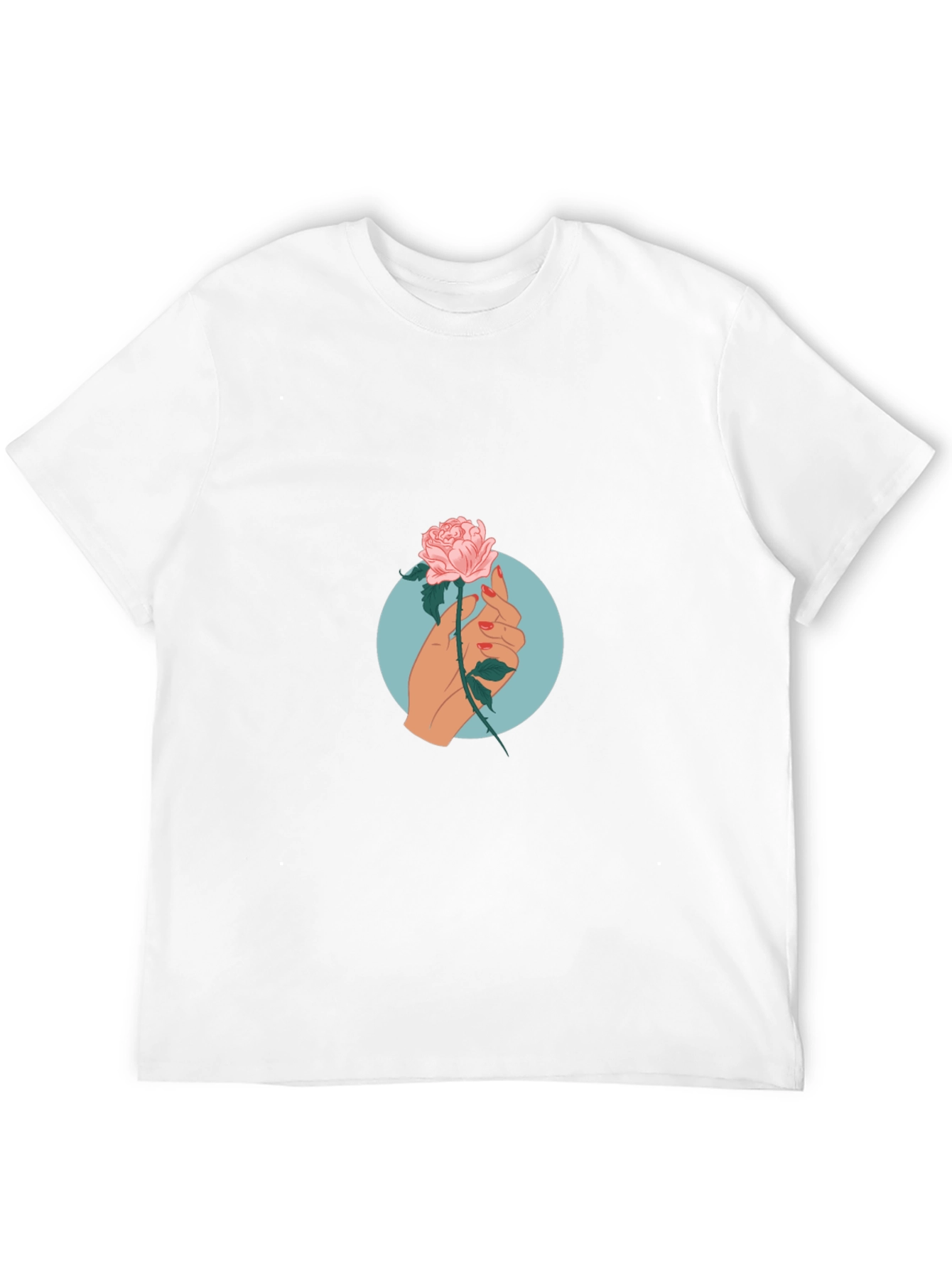 Rose Hand Graphic Print Tee - Casual Black T-Shirt