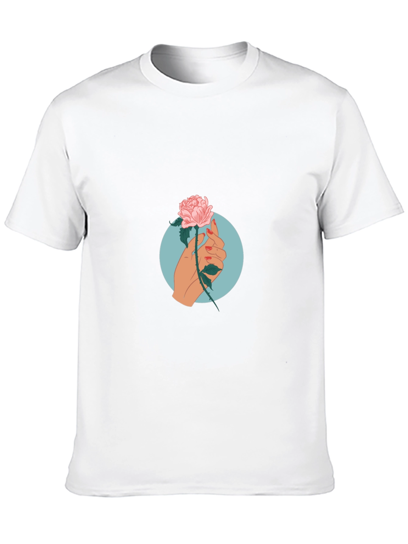 Rose Hand Graphic Print Tee - Casual Black T-Shirt