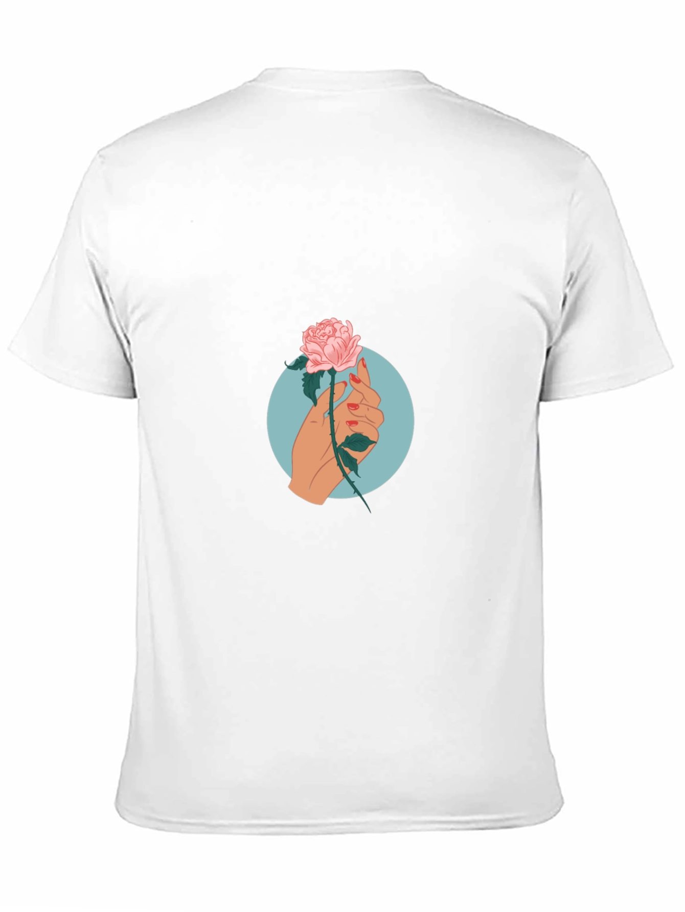 Rose Hand Graphic Print Tee - Casual Black T-Shirt