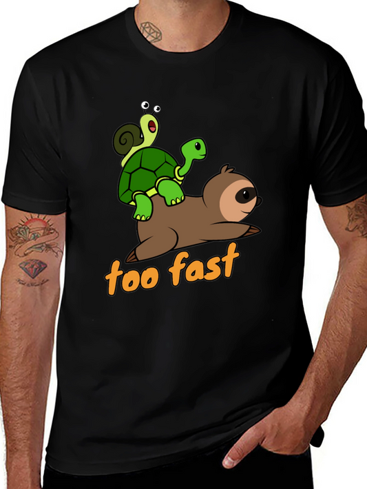 Funny Sloth Turtle and Snail Graphic T-Shirt