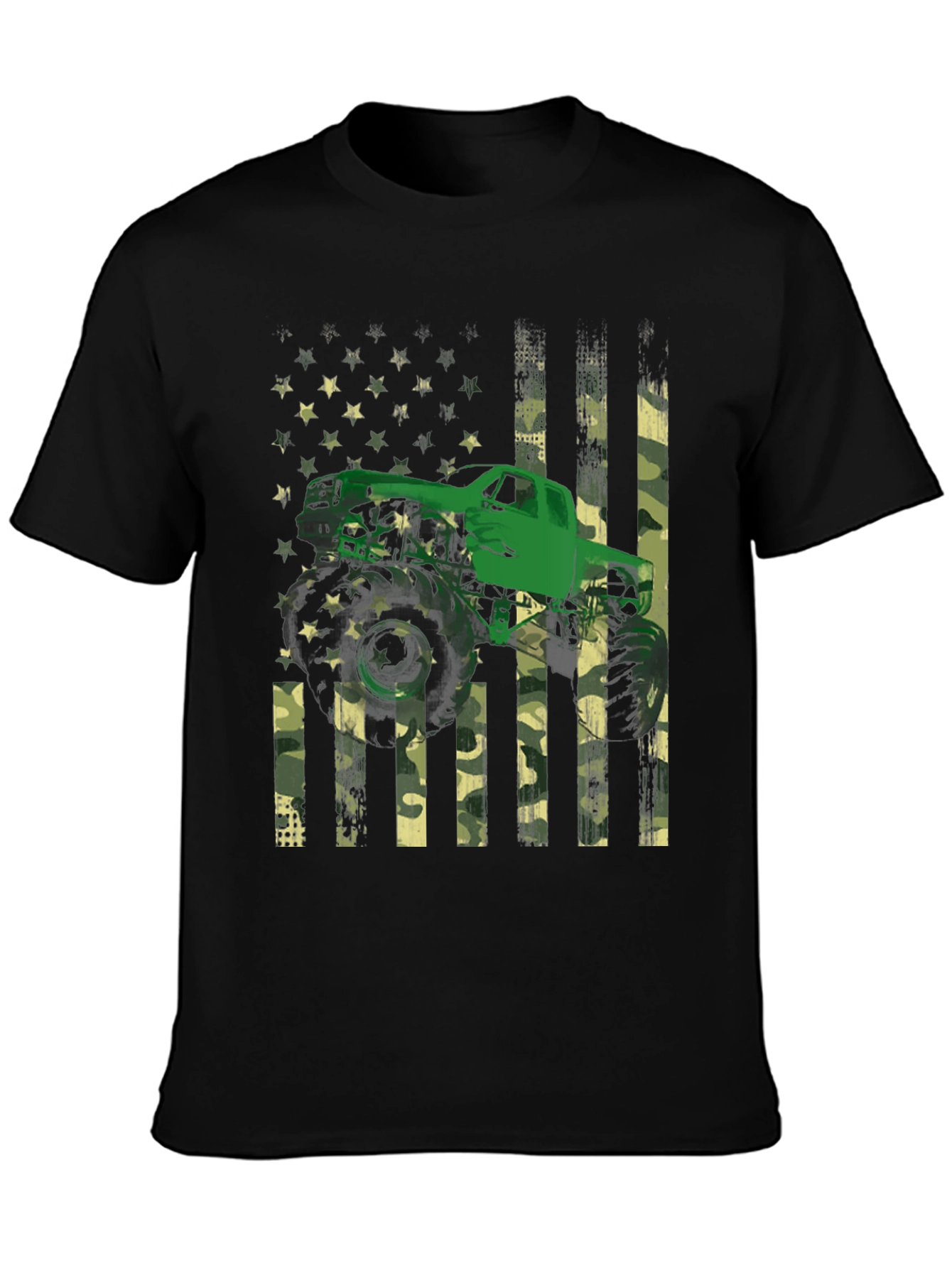 Monster Truck American Flag Graphic T-Shirt