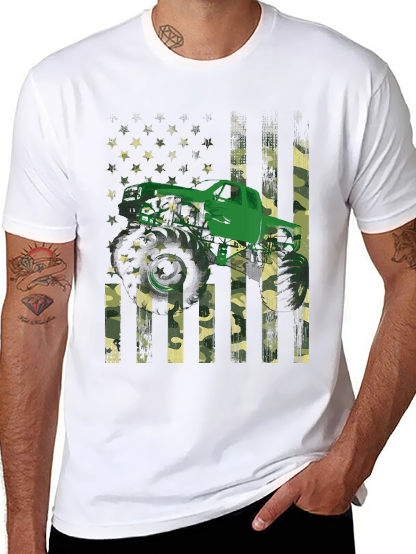 Monster Truck American Flag Graphic T-Shirt