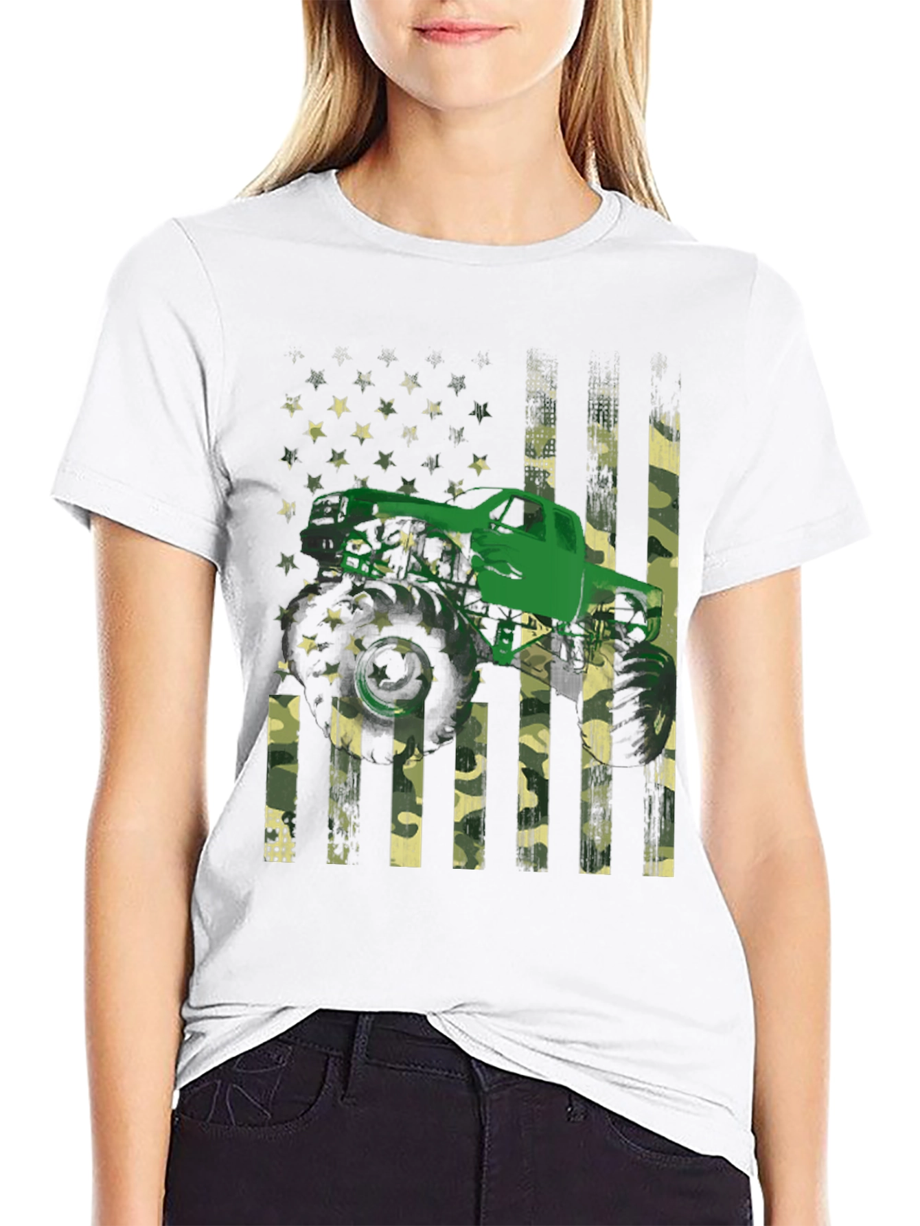 Monster Truck American Flag Graphic T-Shirt
