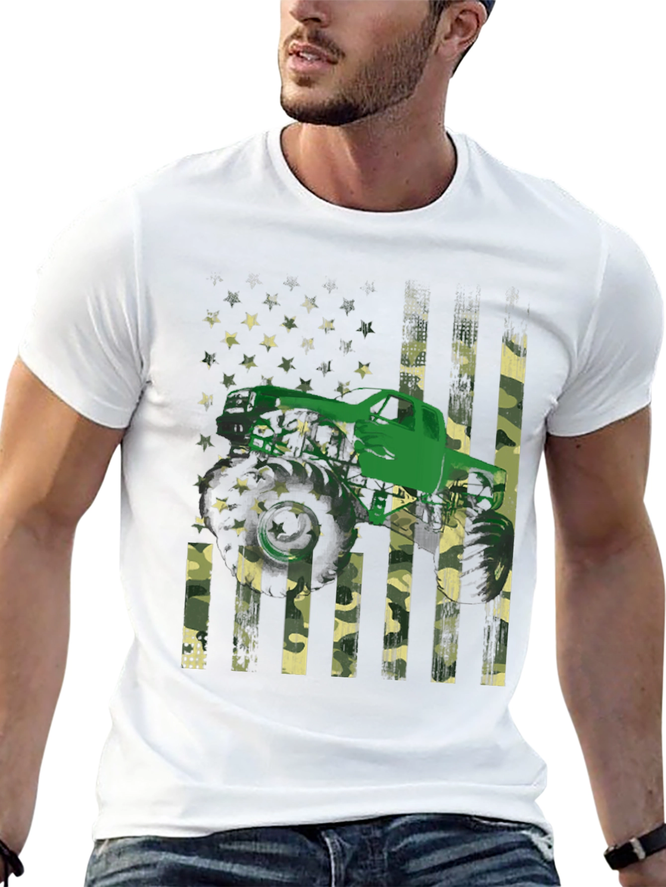 Monster Truck American Flag Graphic T-Shirt