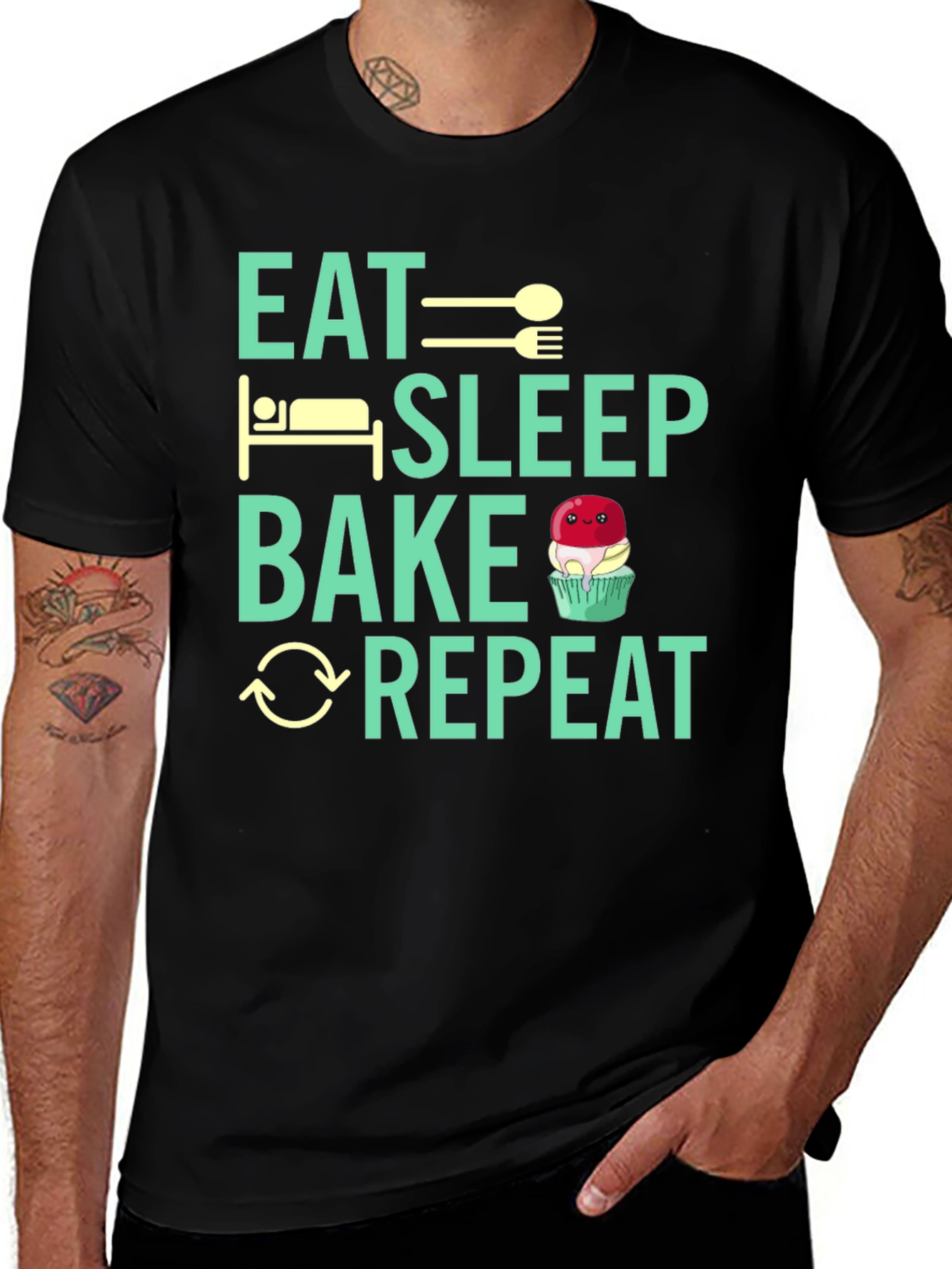 Eat Sleep Bake Repeat Graphic Tee