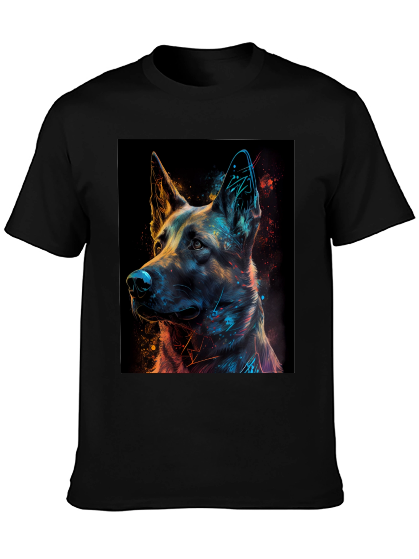 German Shepherd Art Print Black T-Shirt
