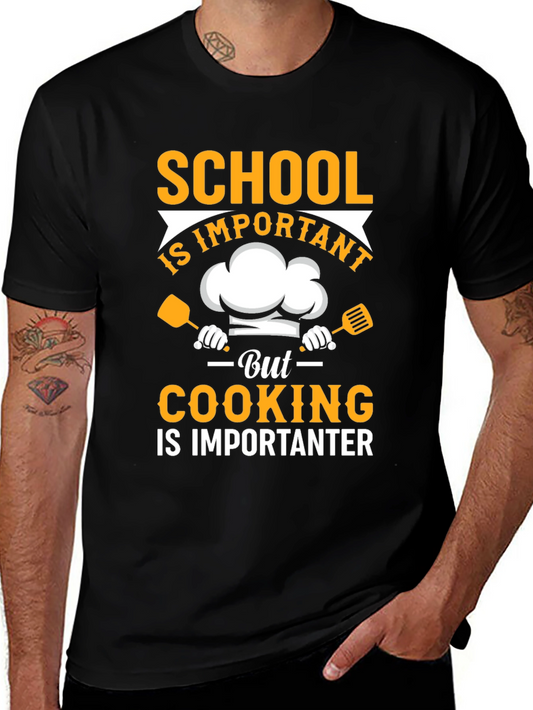 School vs Cooking T-Shirt - Funny Chef Gift