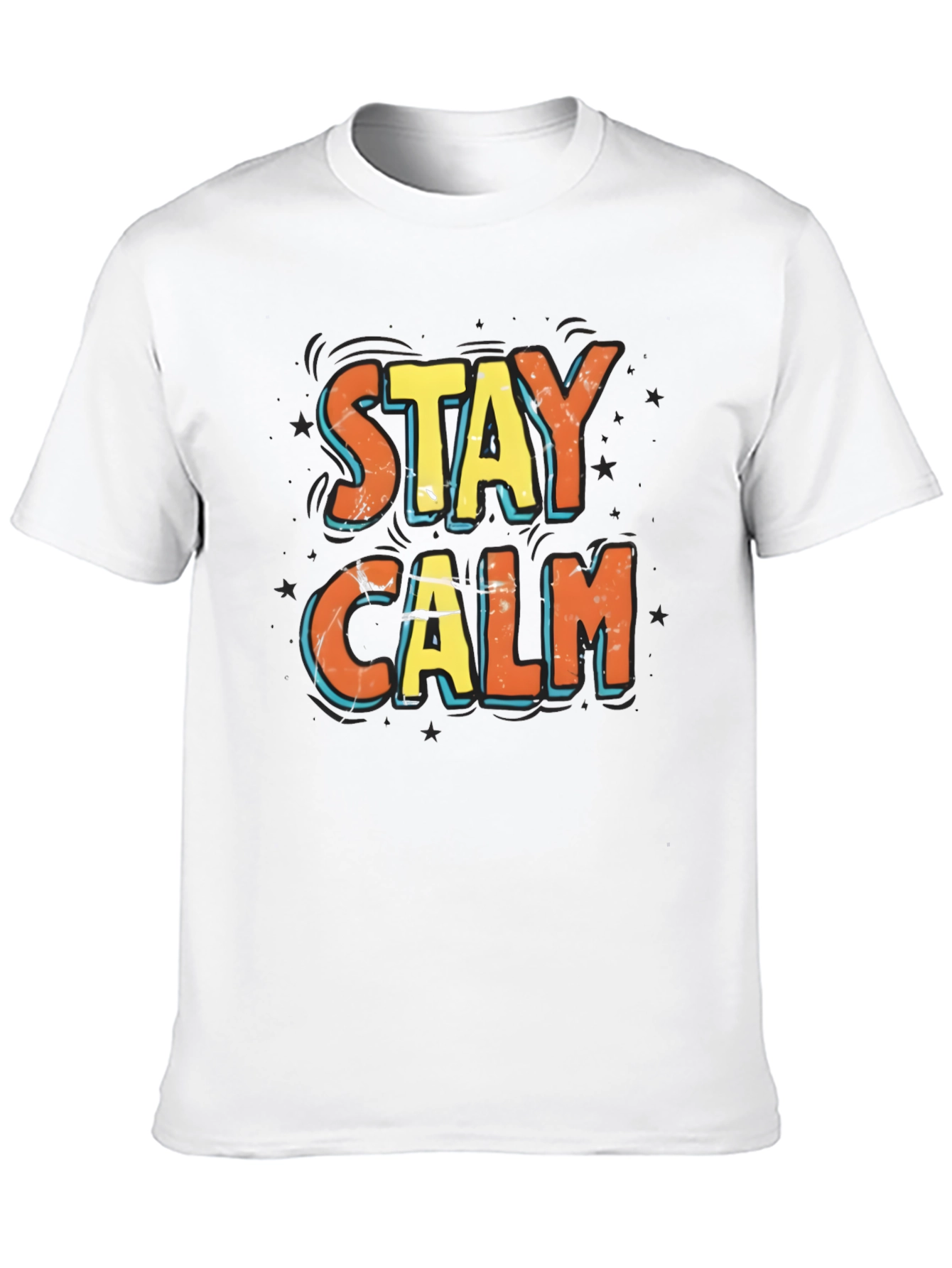 Stay Calm Graphic Print Black T-Shirt