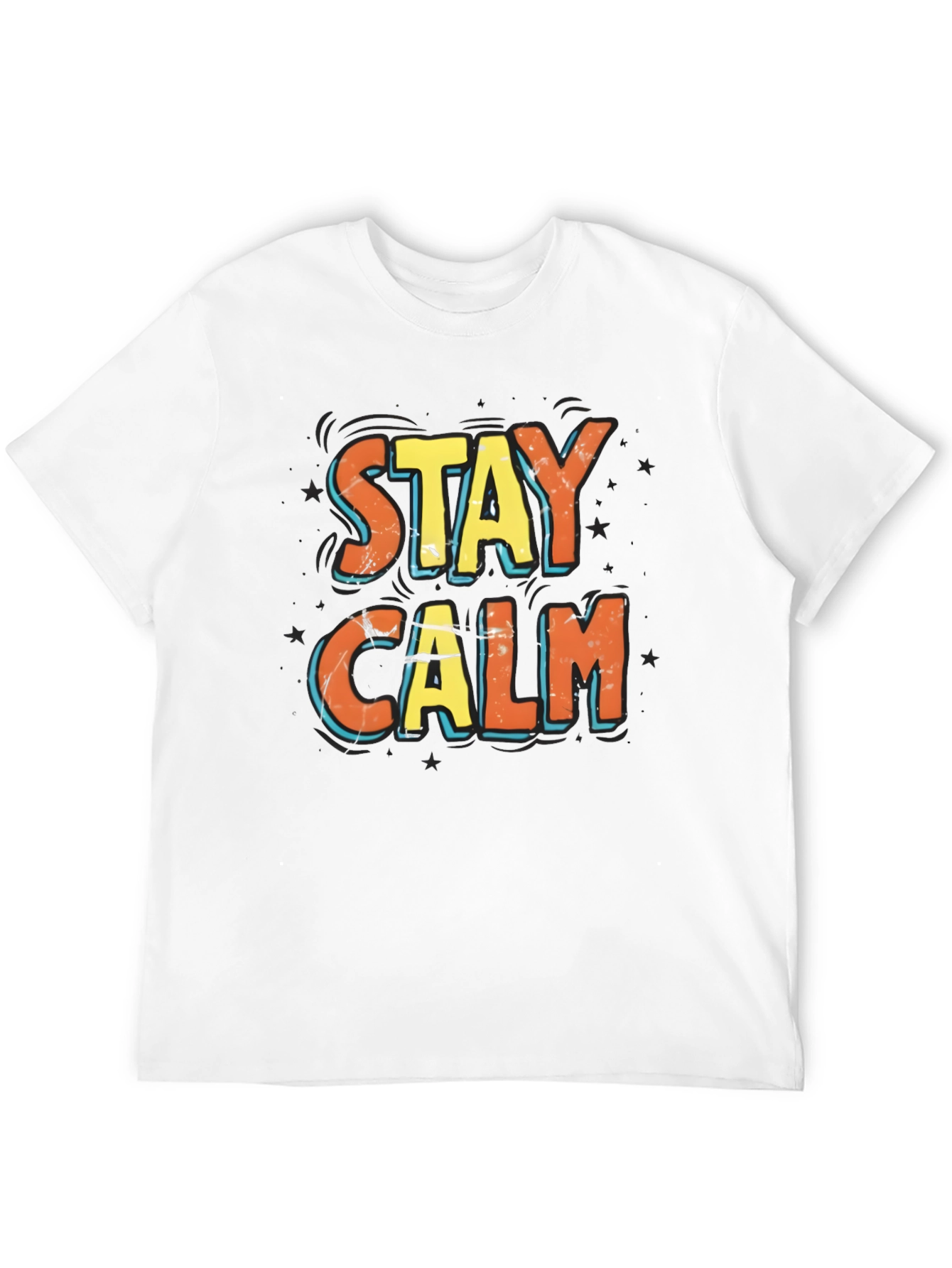 Stay Calm Graphic Print Black T-Shirt