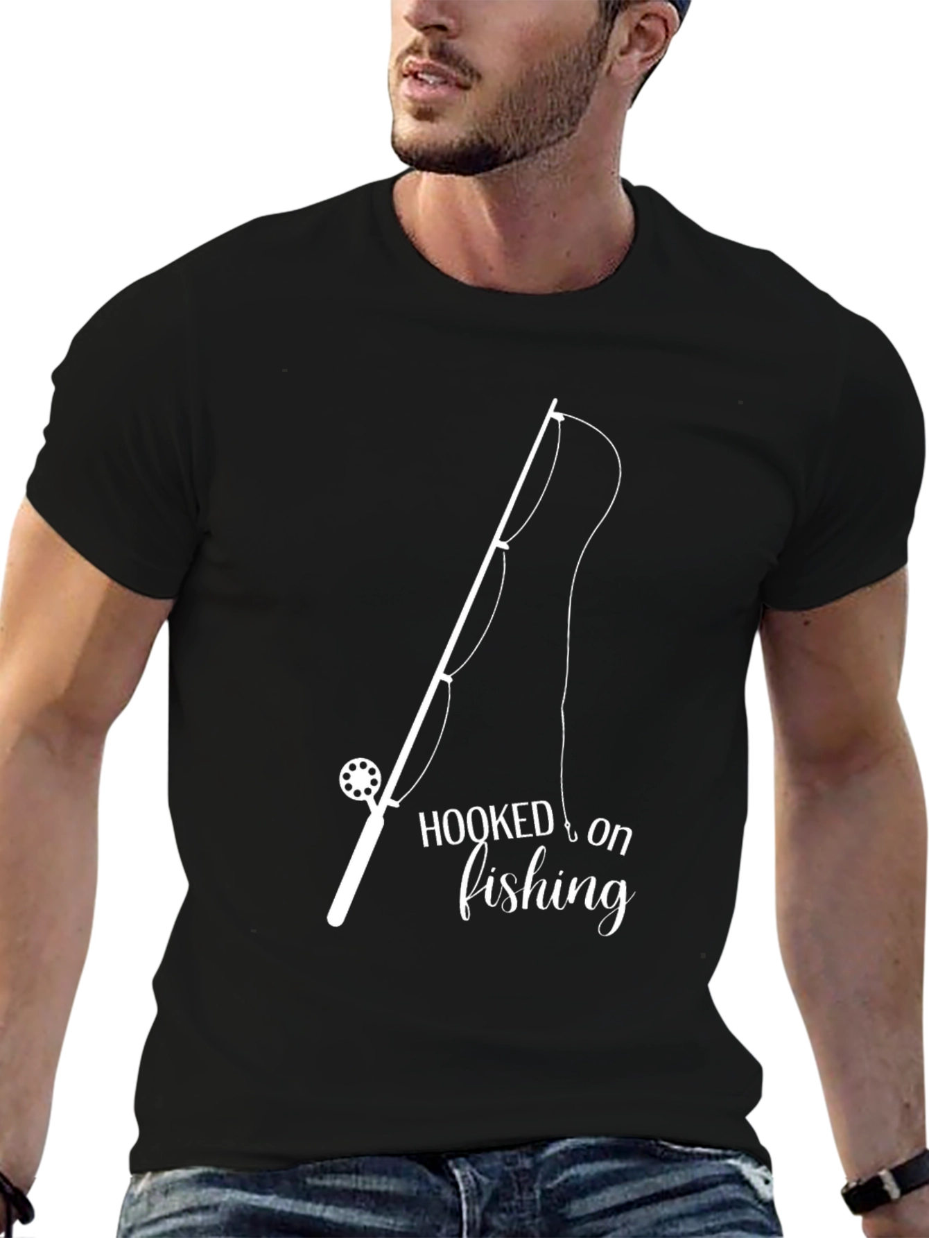 Hooked on Fishing Black T-Shirt
