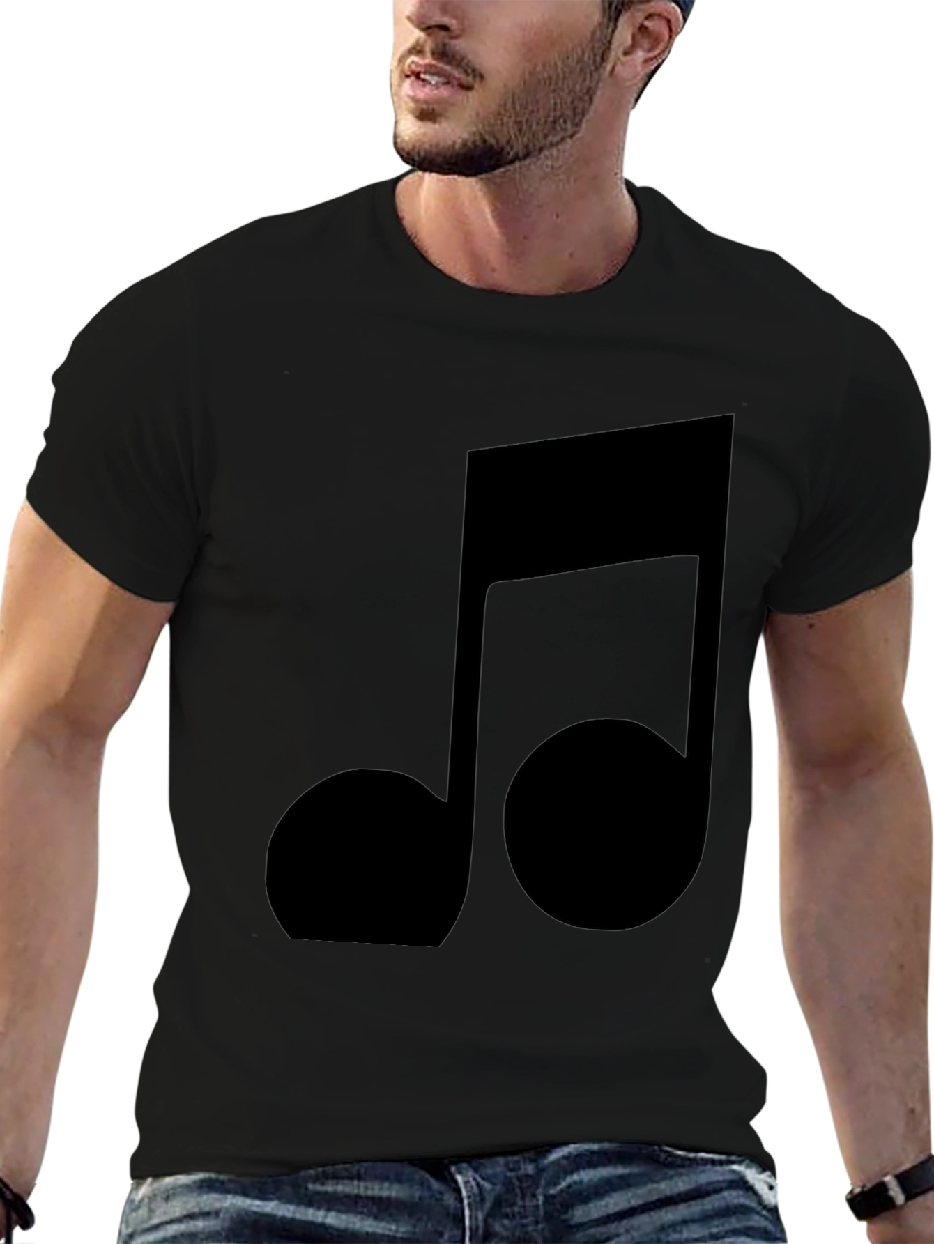 Black Music Note T-Shirt - Stylish & Comfortable