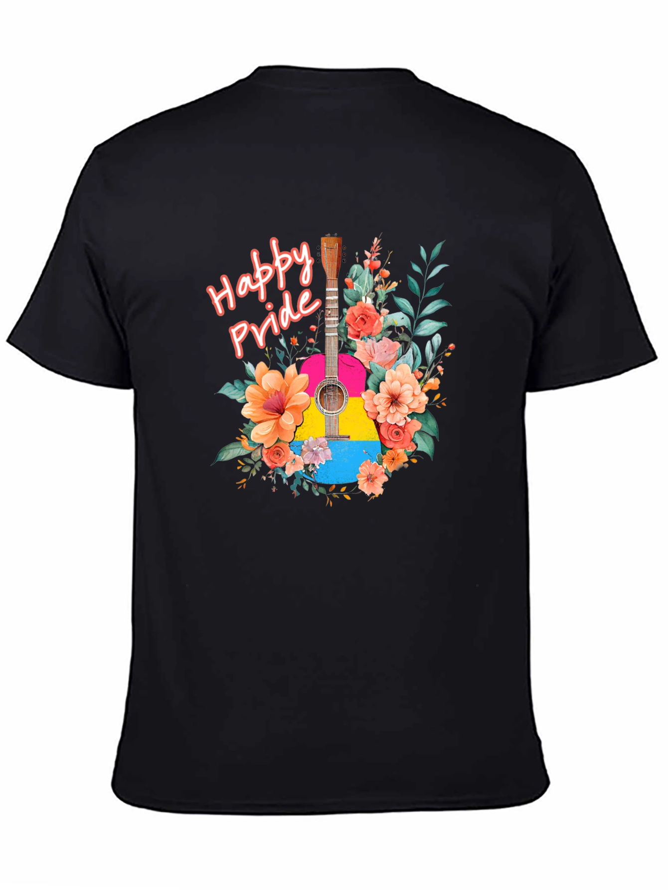 Happy Pride Guitar Floral Graphic T-Shirt