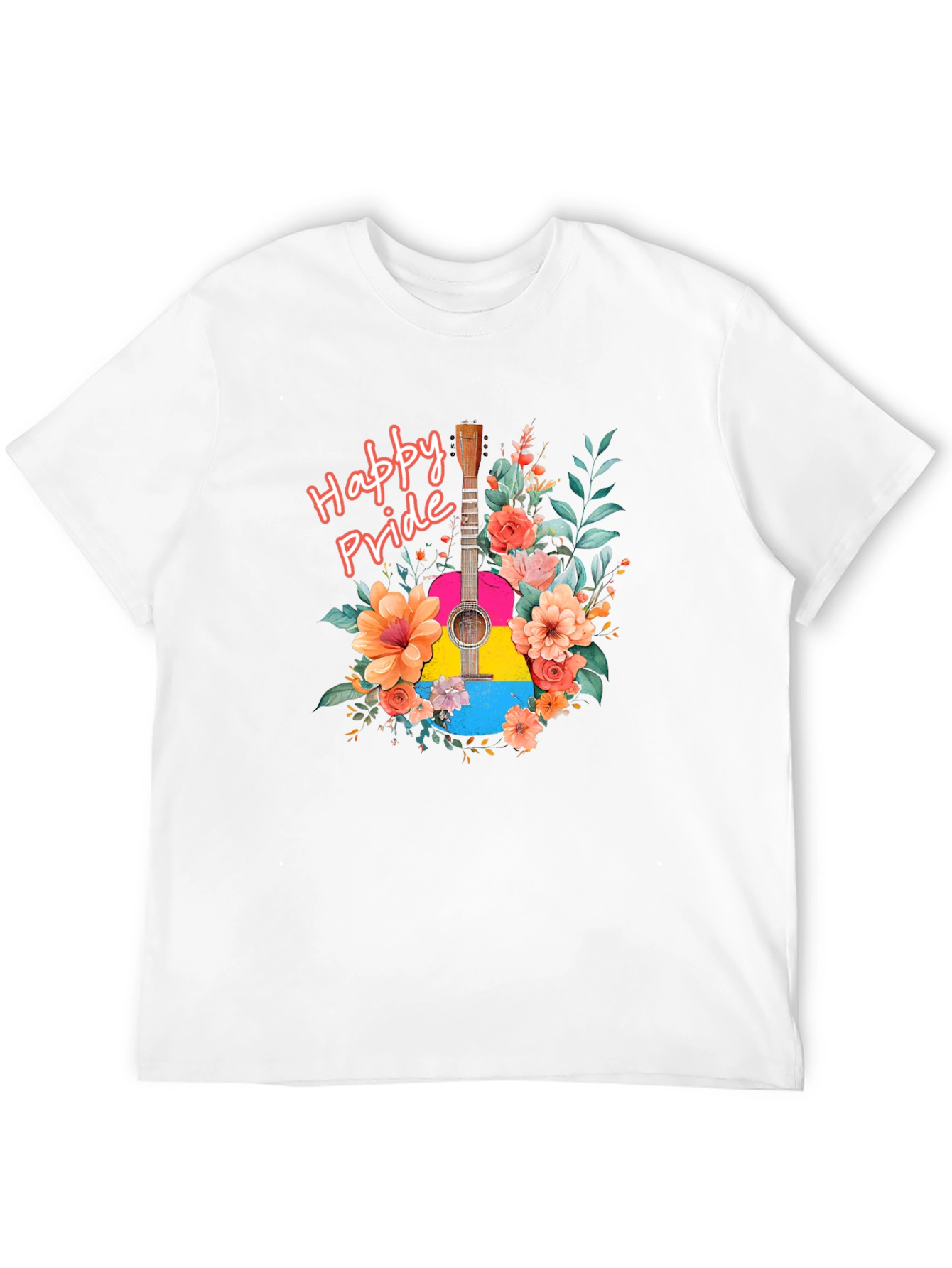 Happy Pride Guitar Floral Graphic T-Shirt