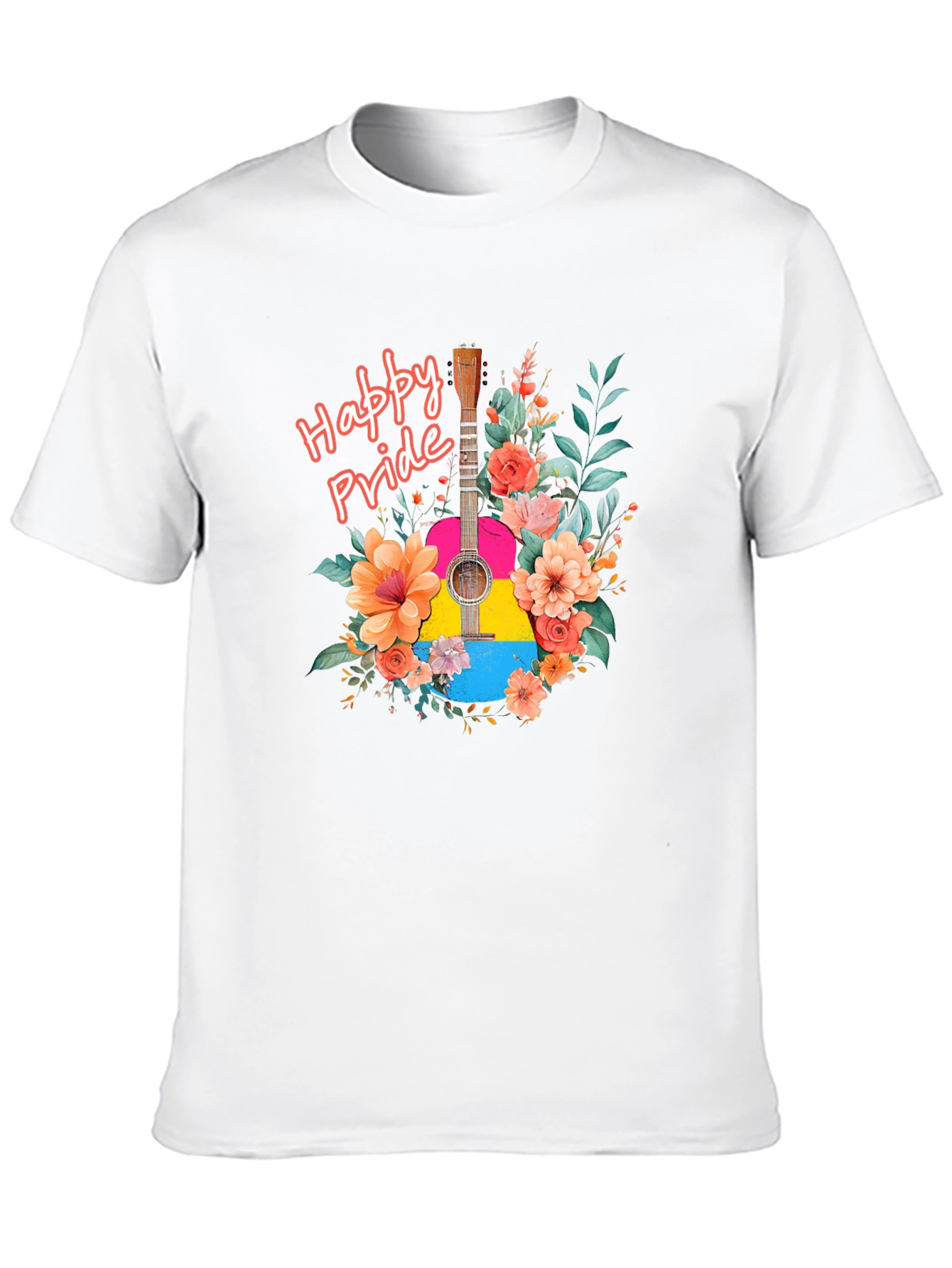 Happy Pride Guitar Floral Graphic T-Shirt