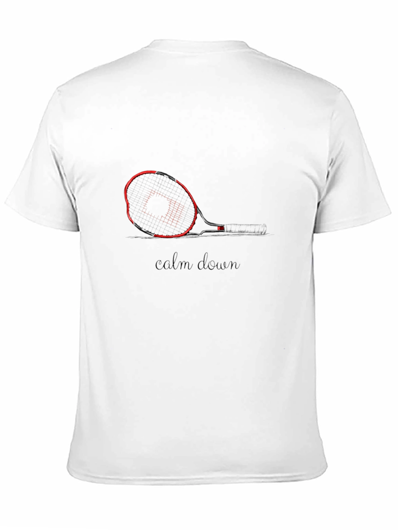 Mens Black Tennis Graphic Tee - Calm Down Slogan