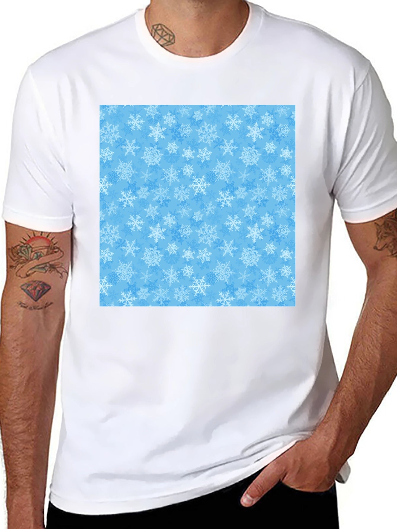 Snowflake Pattern T-Shirt - Winter Holiday Apparel