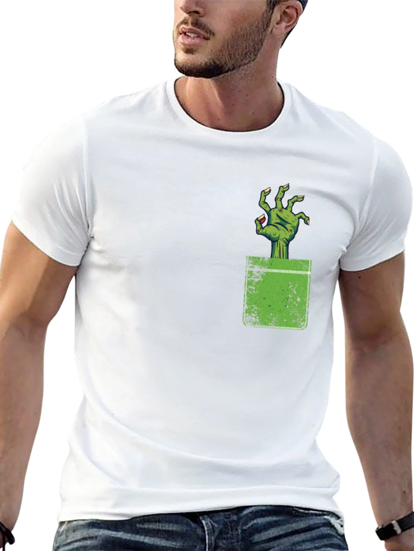 Zombie Hand Pocket Graphic Tee - Creepy Cool!