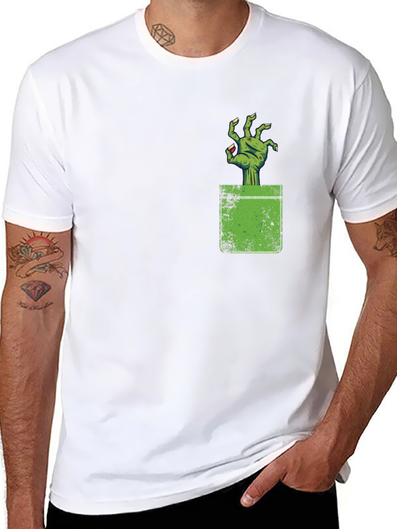 Zombie Hand Pocket Graphic Tee - Creepy Cool!