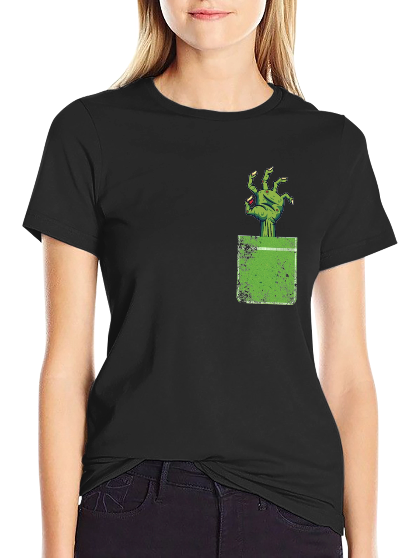 Zombie Hand Pocket Graphic Tee - Creepy Cool!
