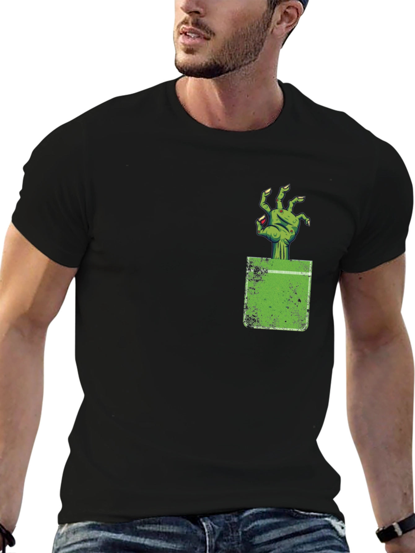 Zombie Hand Pocket Graphic Tee - Creepy Cool!