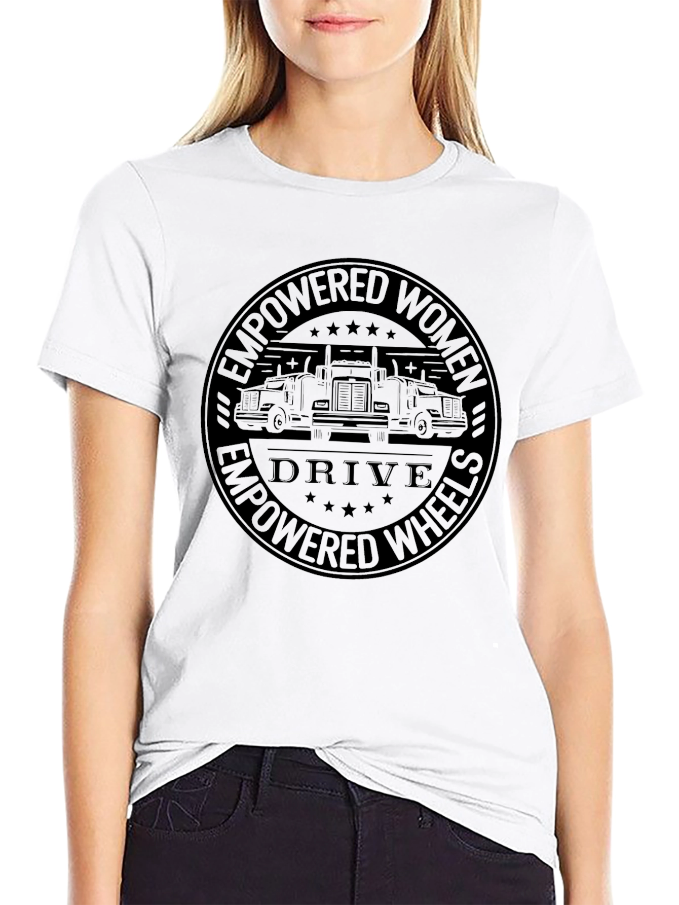 Empowered Women Drive Wheels Black T-Shirt
