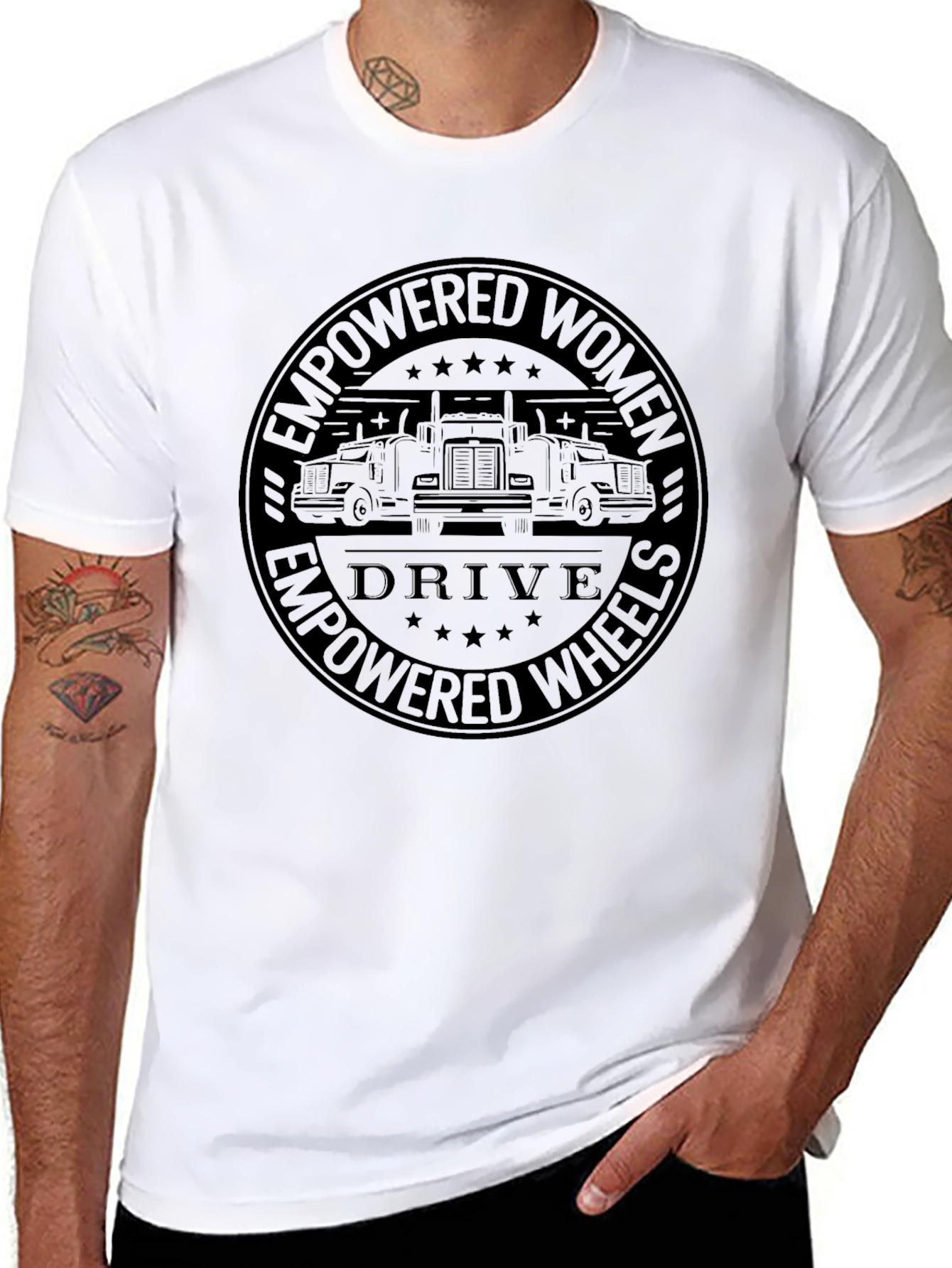 Empowered Women Drive Wheels Black T-Shirt