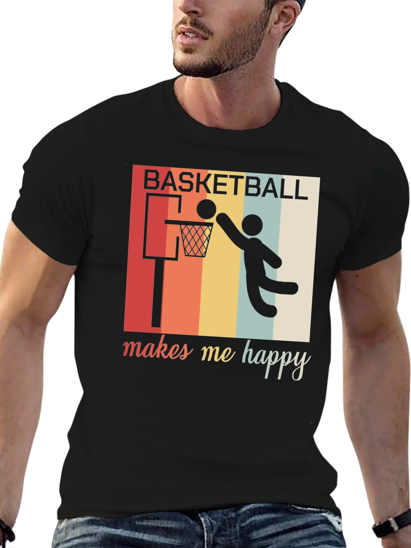 Basketball Makes Me Happy Graphic Tee